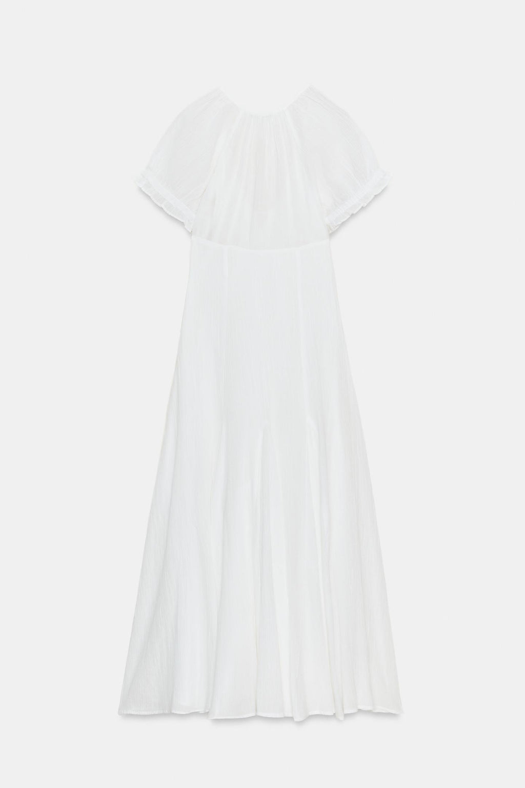 Robe mi-longue en gaze avec godets blanc