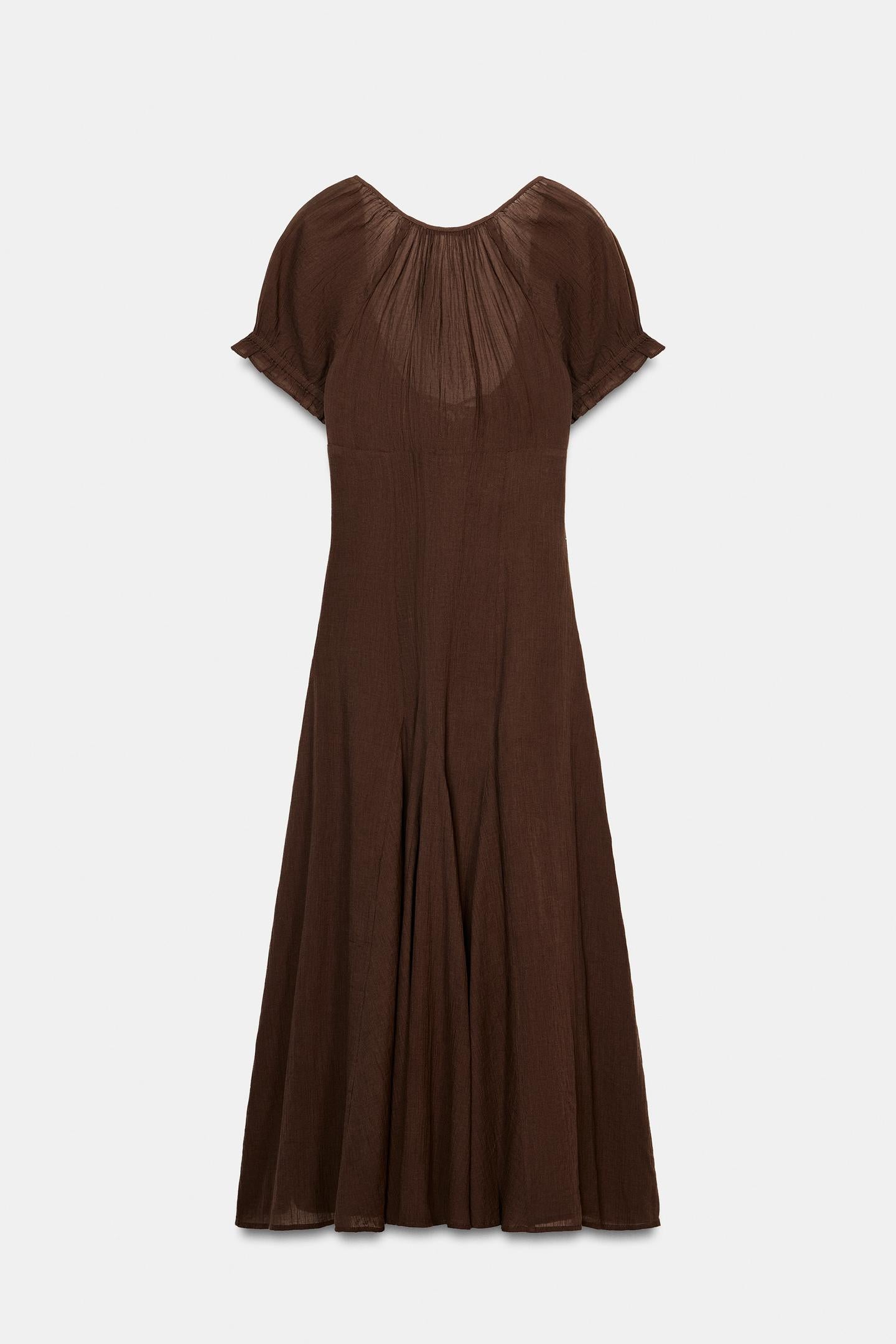 Robe mi-longue en gaze avec godets