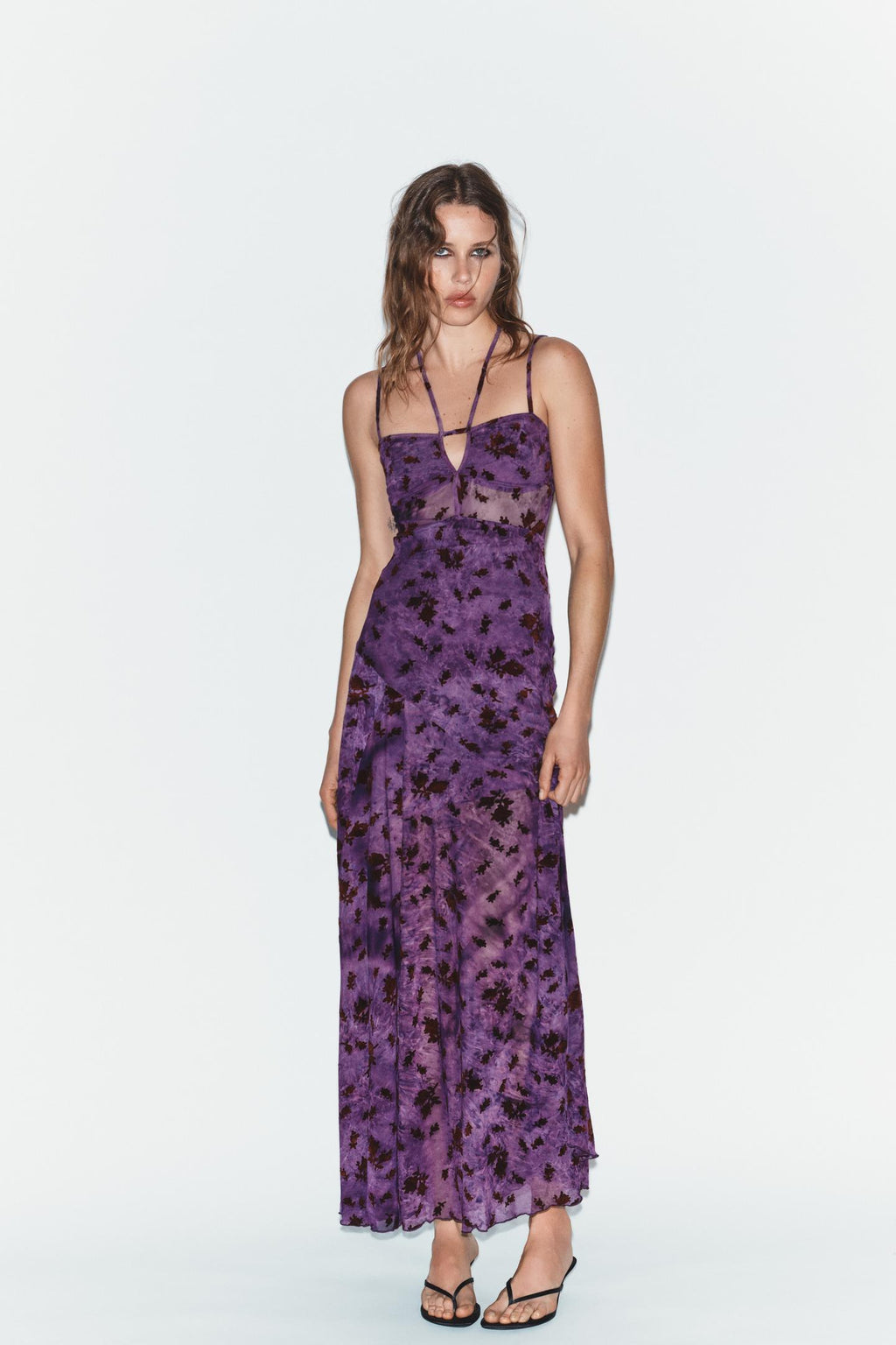 ROBE LONGUE EN TULLE FLOQUÉE