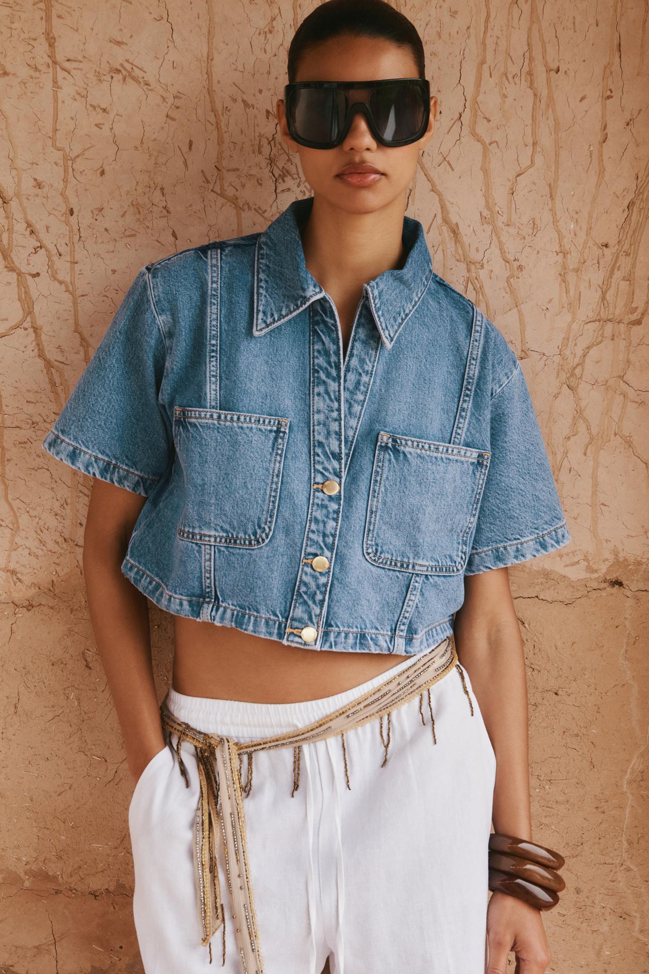 CROPPED-HEMD DENIM LINIE
