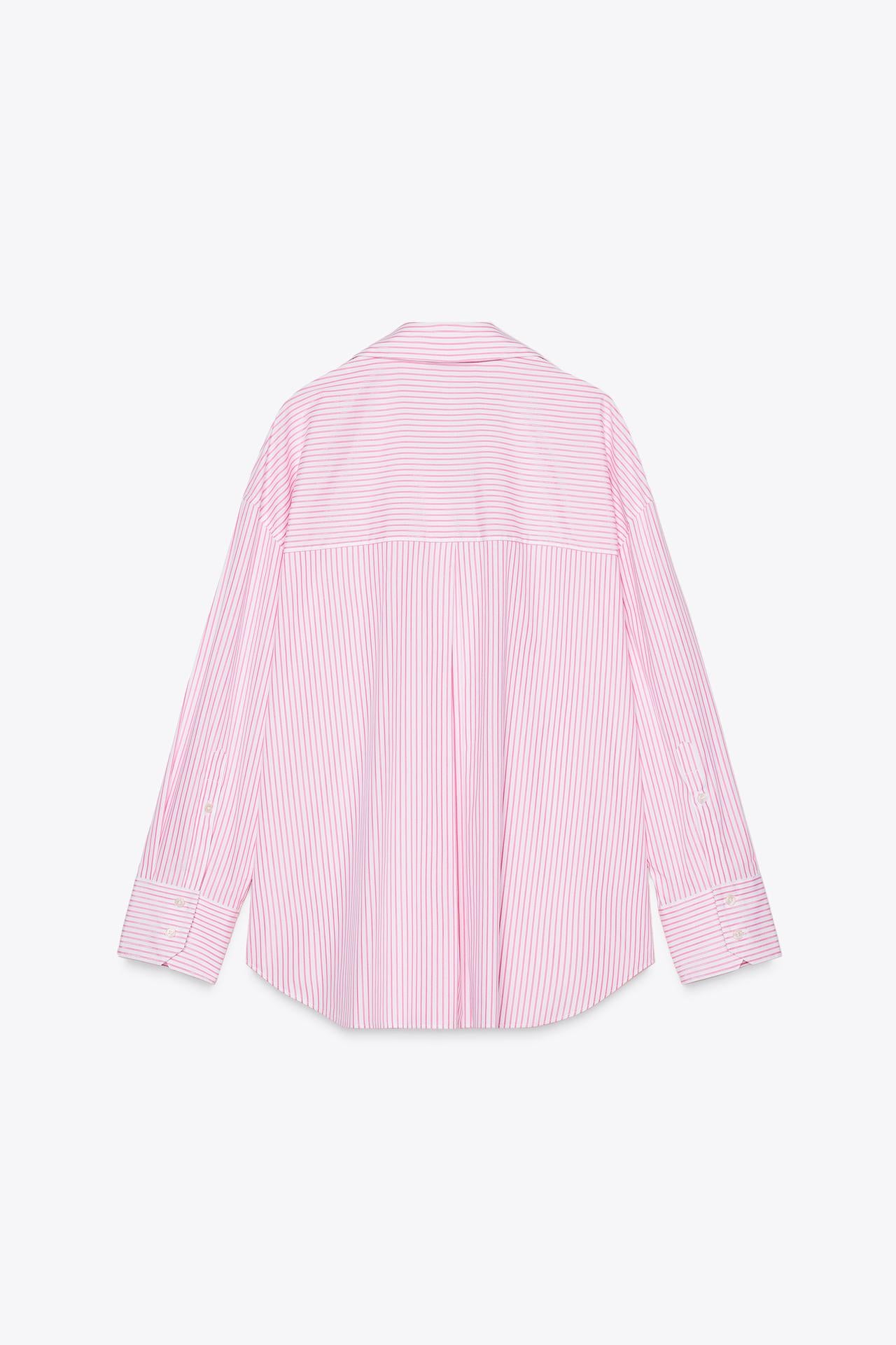 STRIPED POPLIN SHIRT MIT METALLDETAILS ROSA