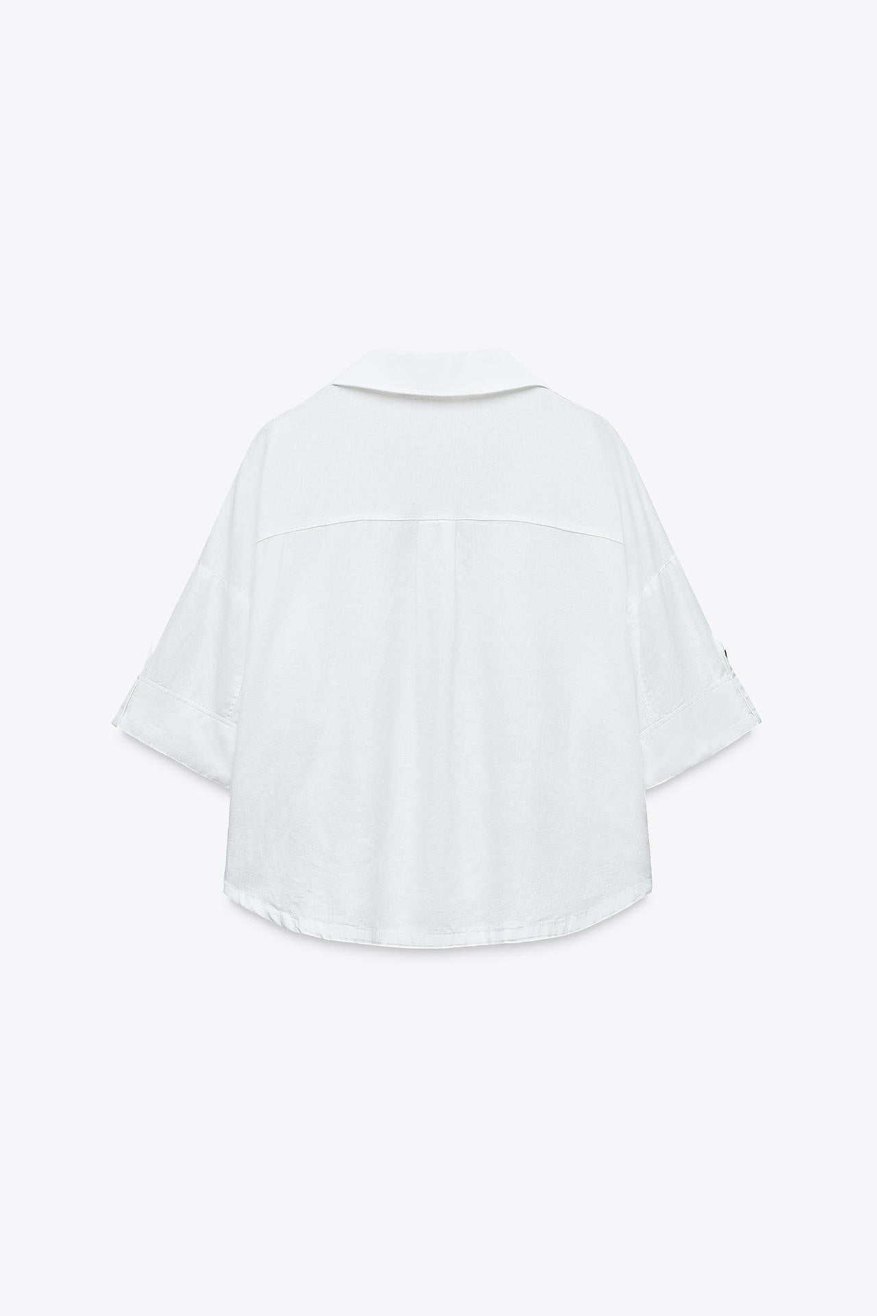 CROPPED-HEMD LEINEN WEISS