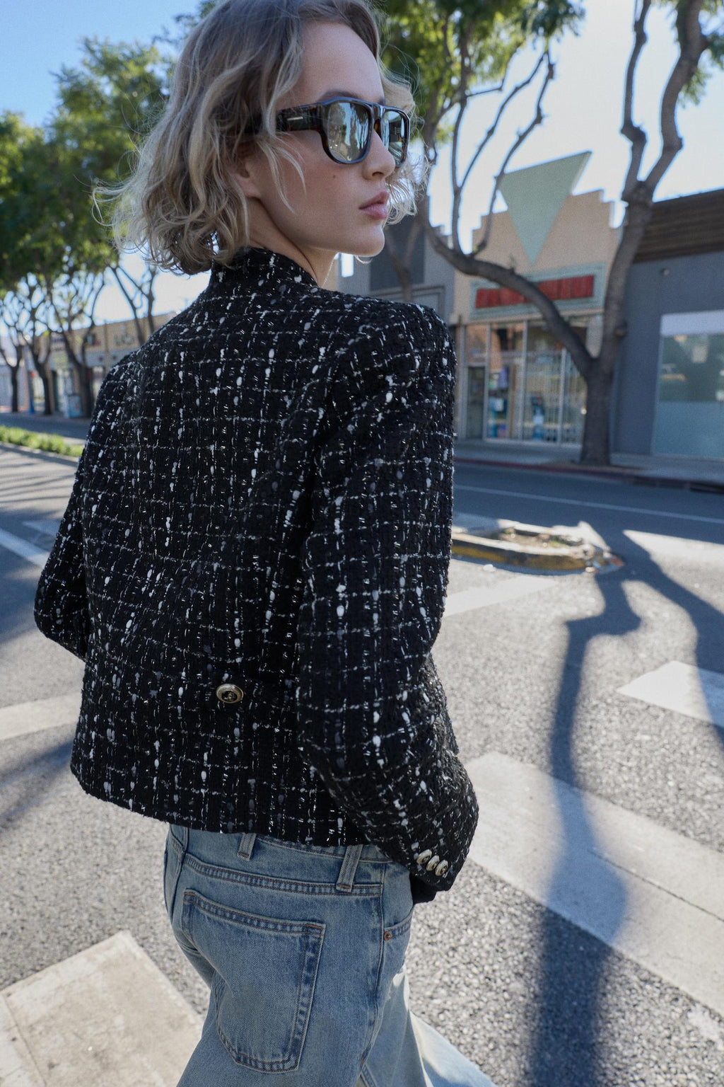 BLAZER STRUCTURÉ À FIL MÉTALLISÉ