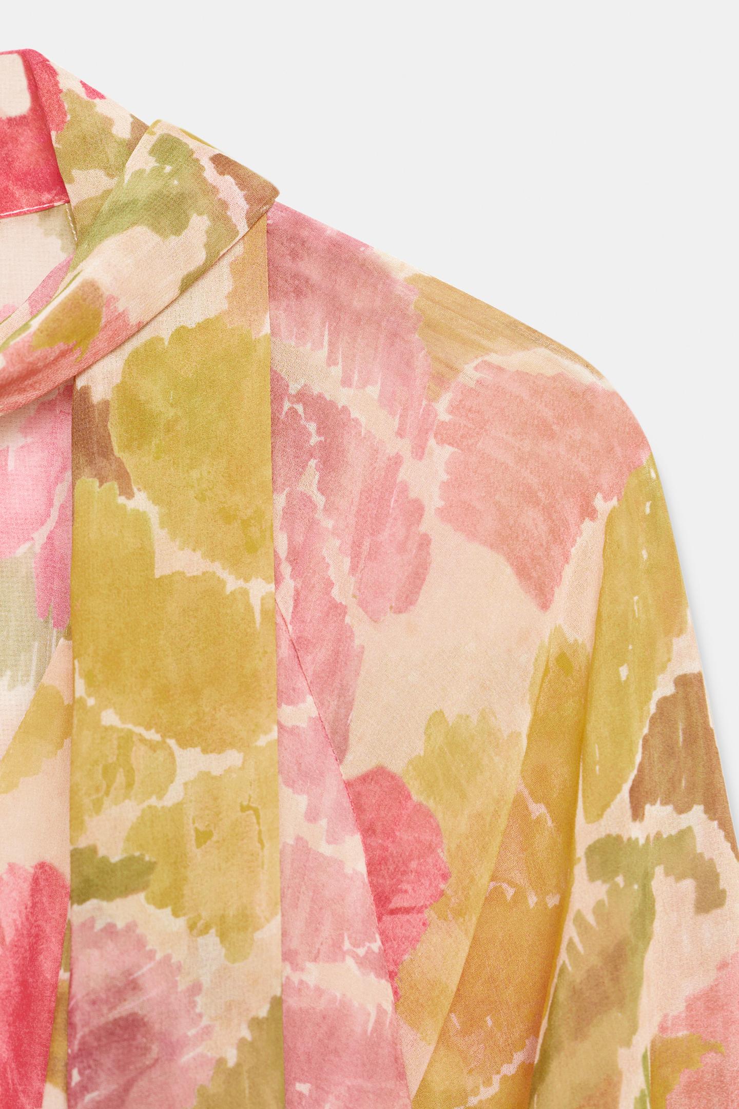 Robe imprimée fleurie avec ceinture à nœud