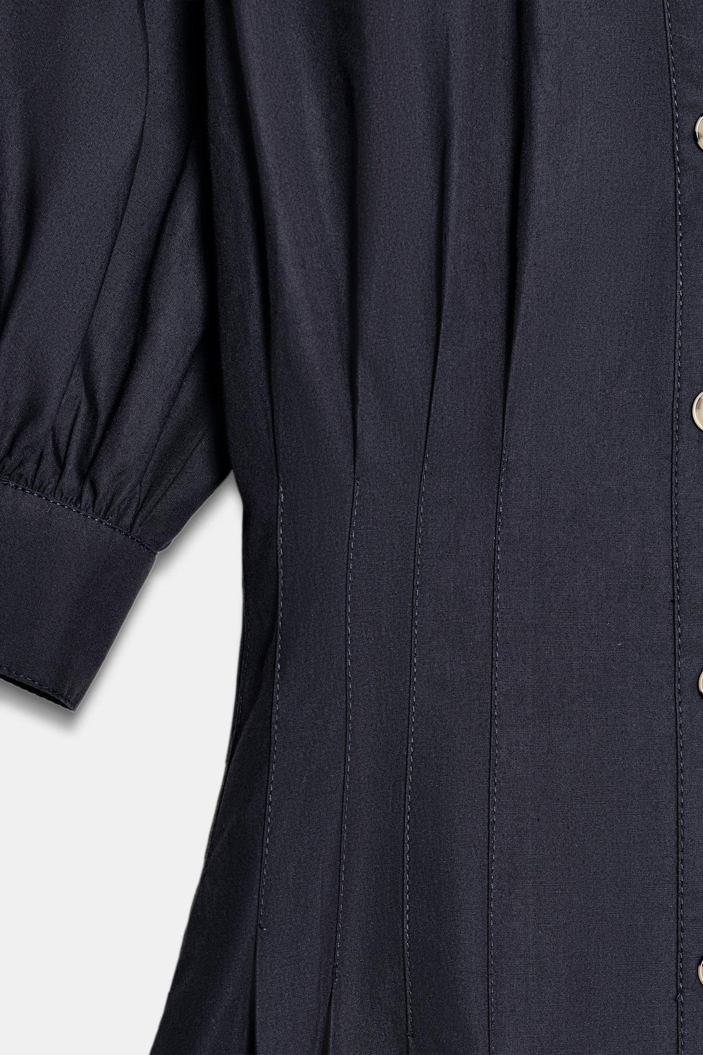 ROBE MI-LONGUE EN POPELINE À MANCHES BOUFFANTES