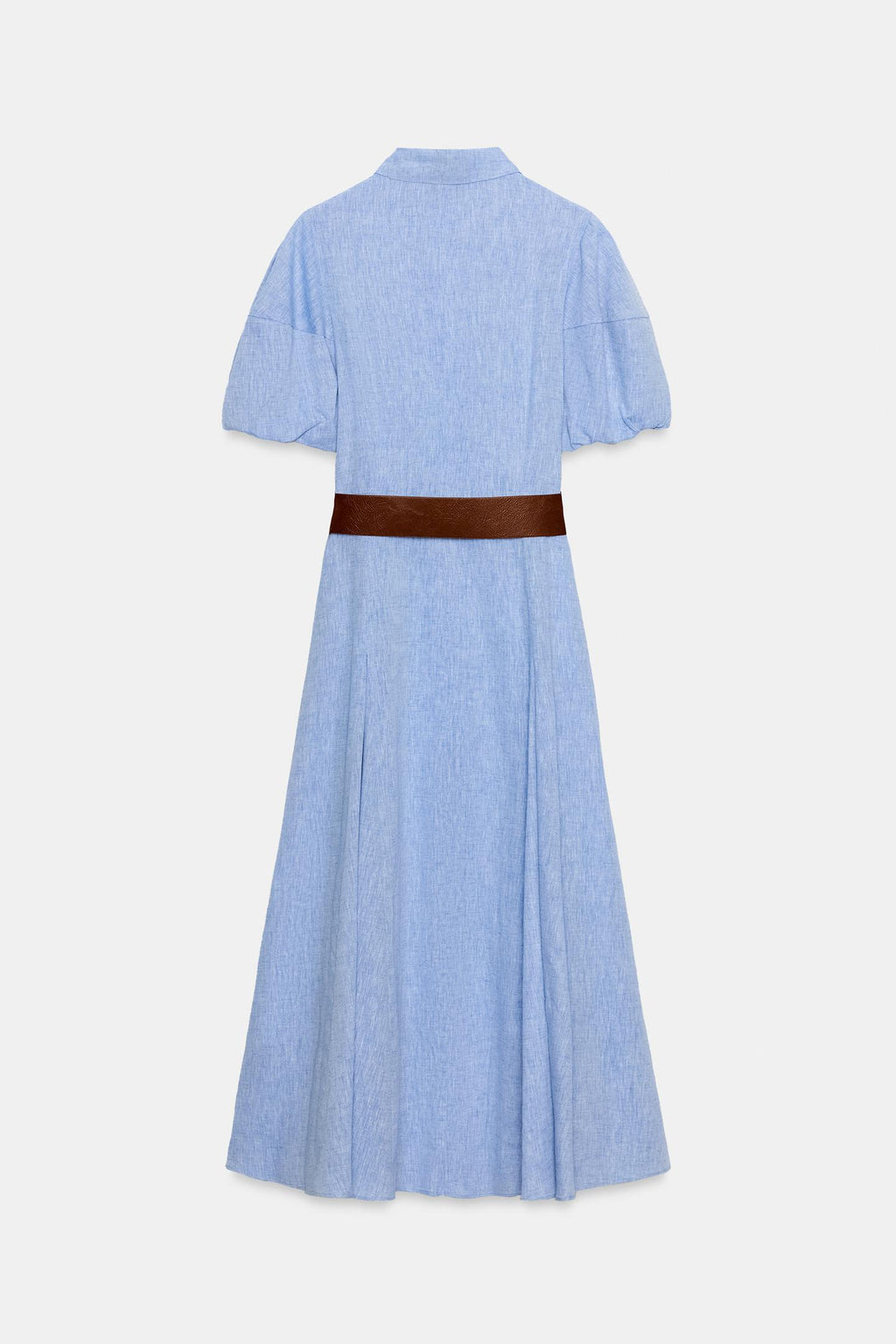 Robe mi-longue avec ceinture en lin