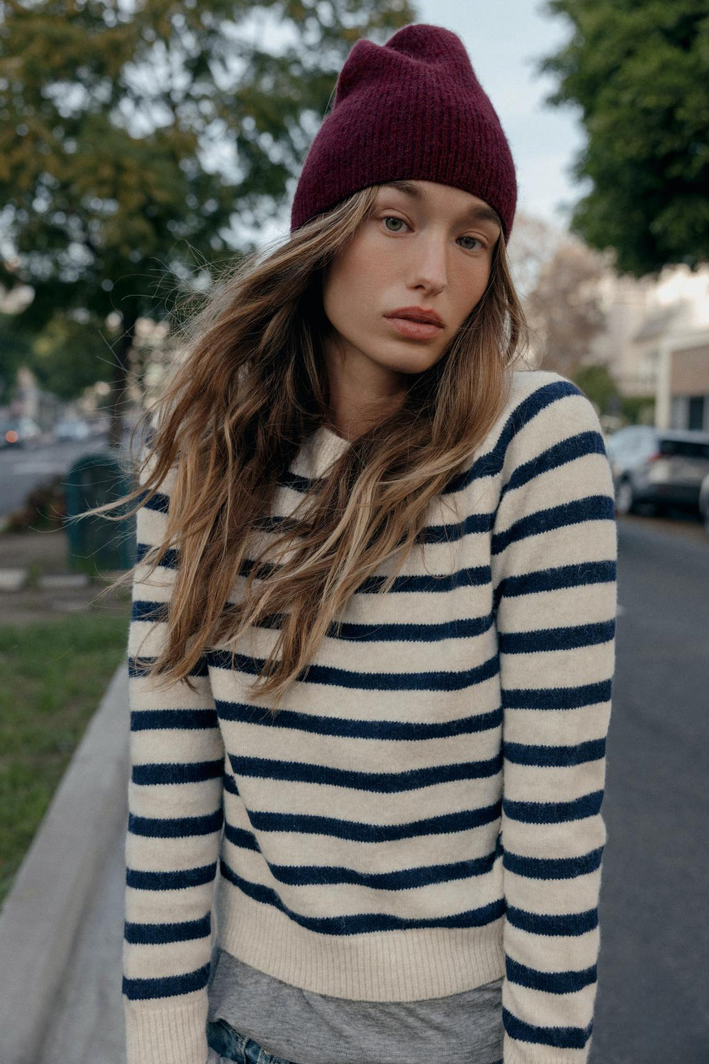 PULL EN MAILLE À RAYURES