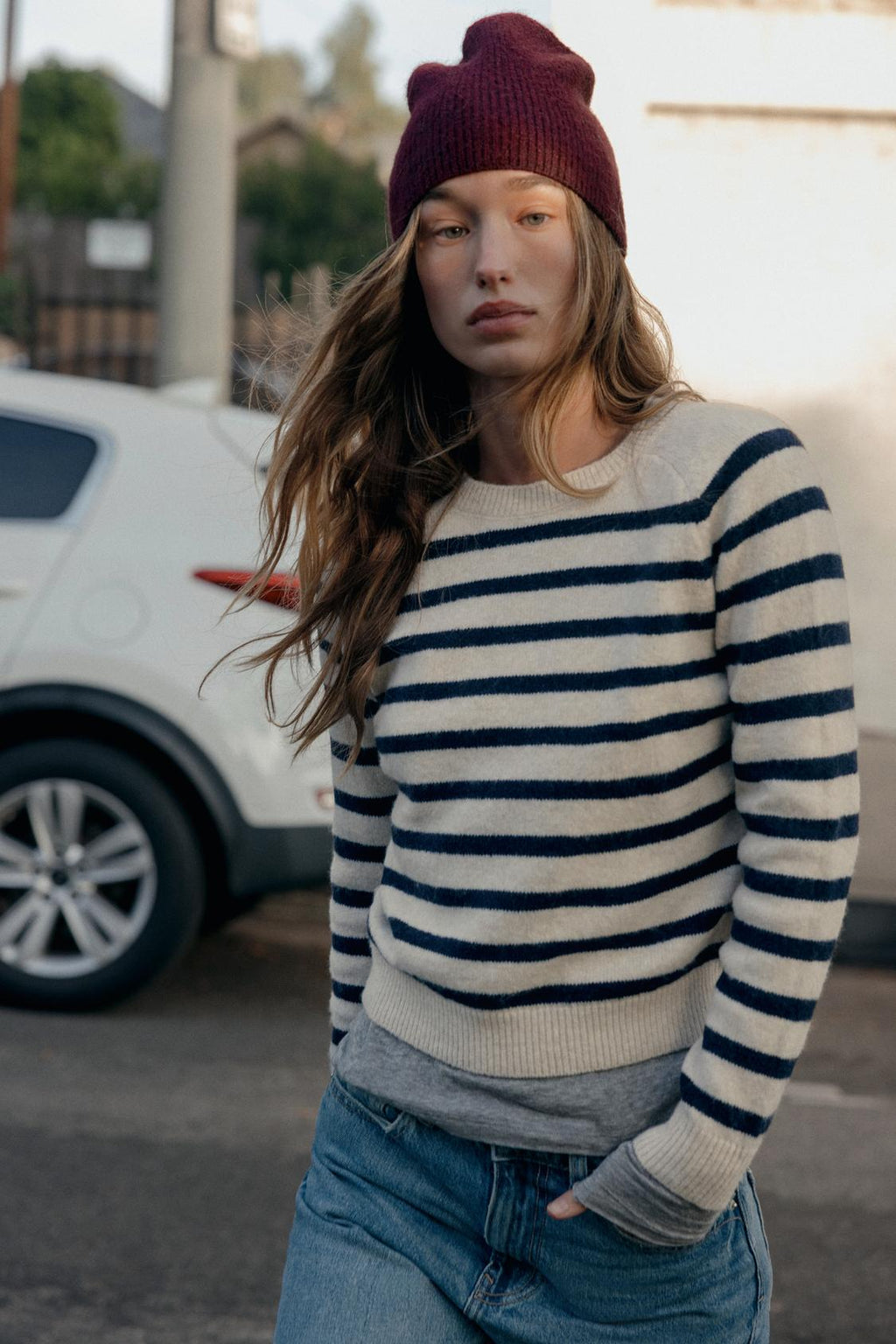 PULL EN MAILLE À RAYURES