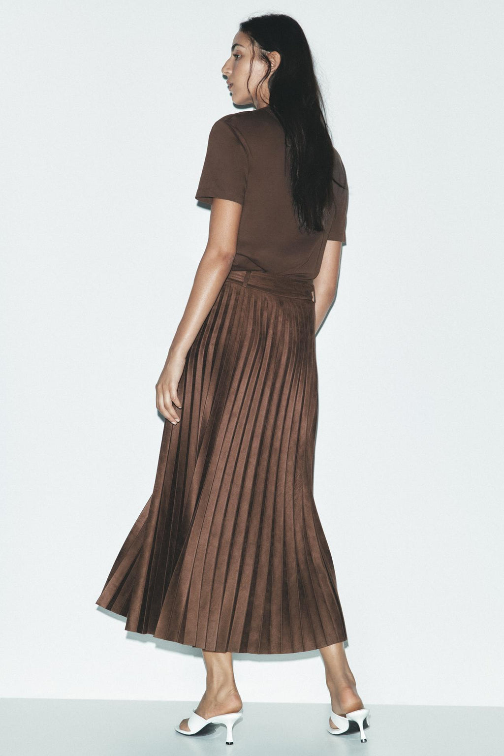 SIGNATURE WILDLEDEROPTIK MIDI-ROCK PLISSIERT