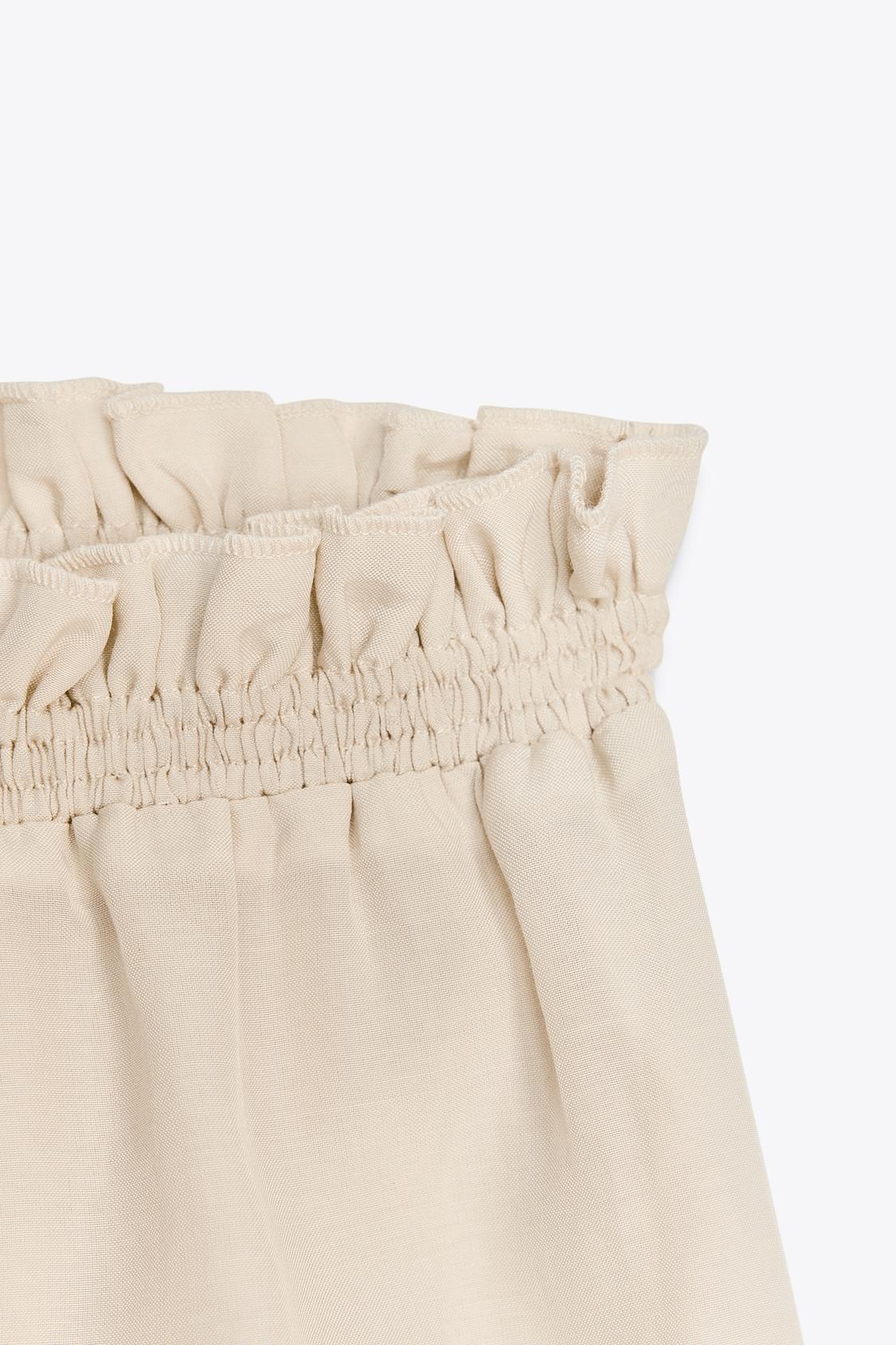 MIDI-ROCK MIT VOLANTS AUS VISKOSE-MIX BEIGE