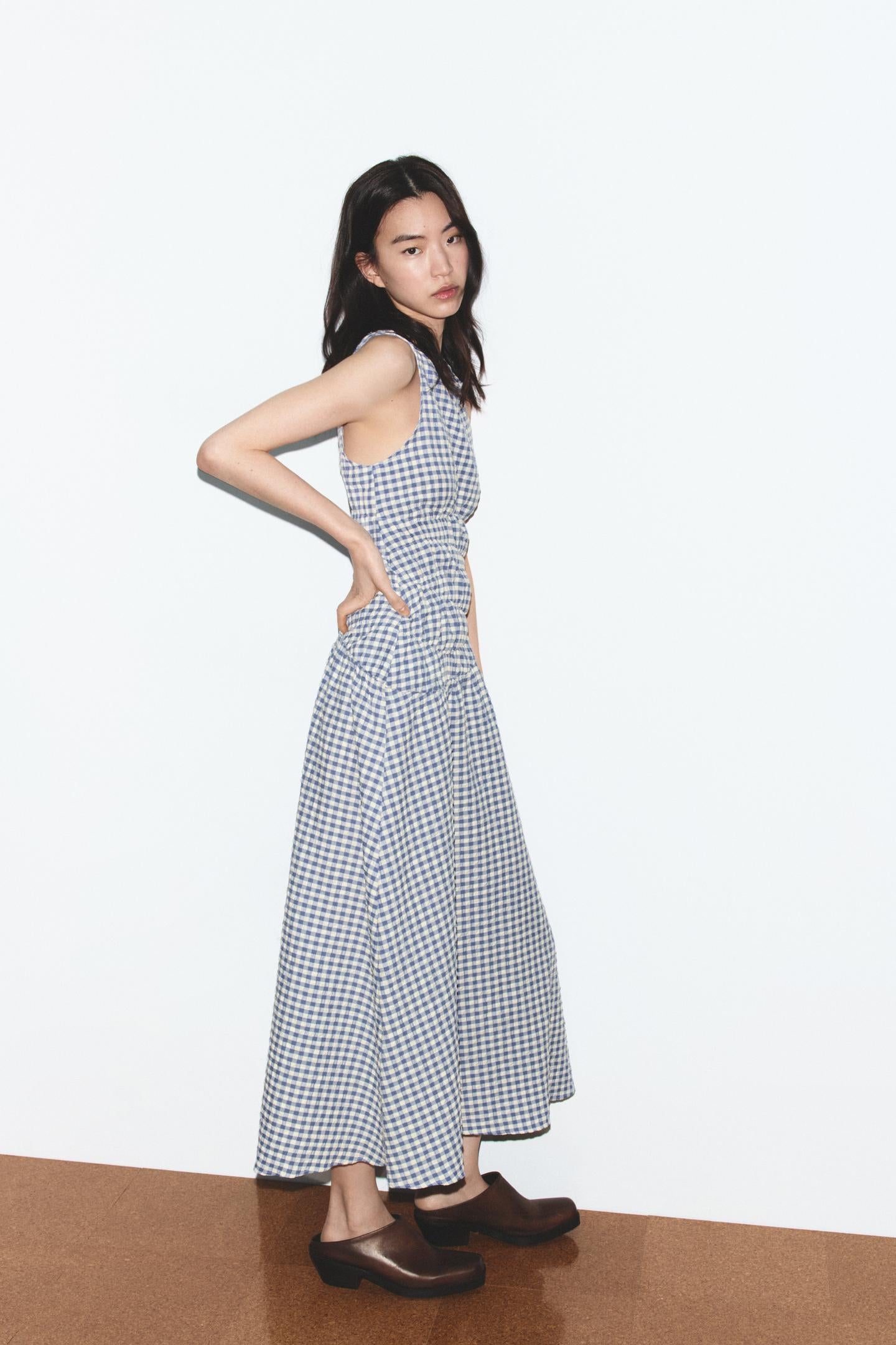 Robe mi-longue à carreaux vichy