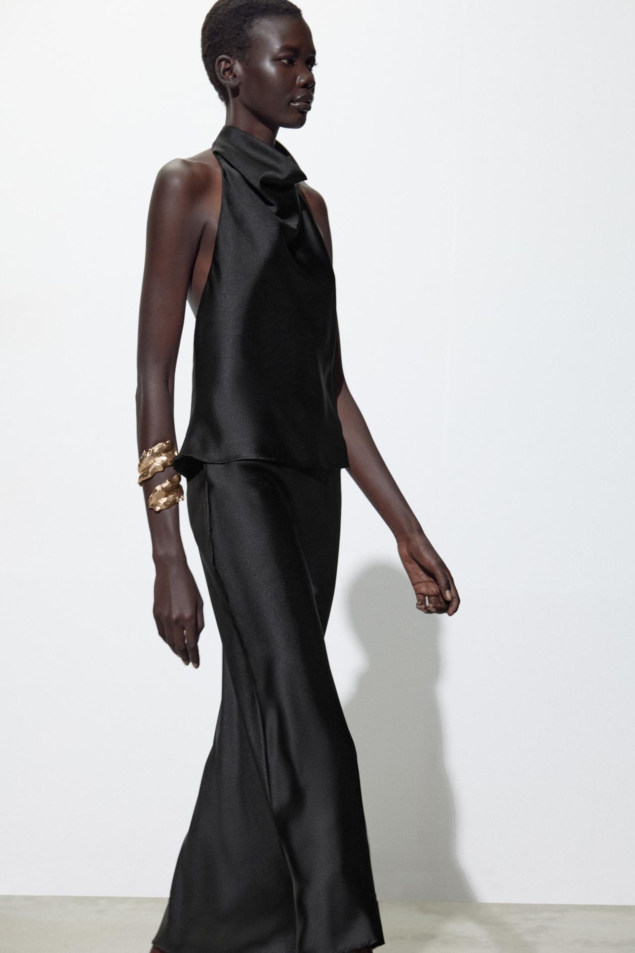 SATIN-HALTERTOP BLACK NOIR