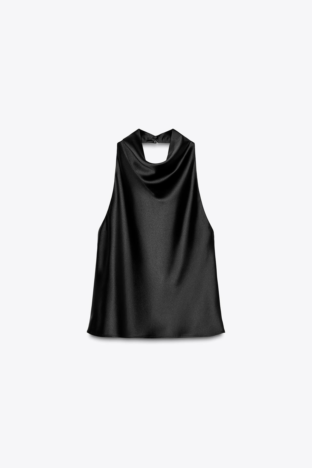 SATIN-HALTERTOP BLACK NOIR