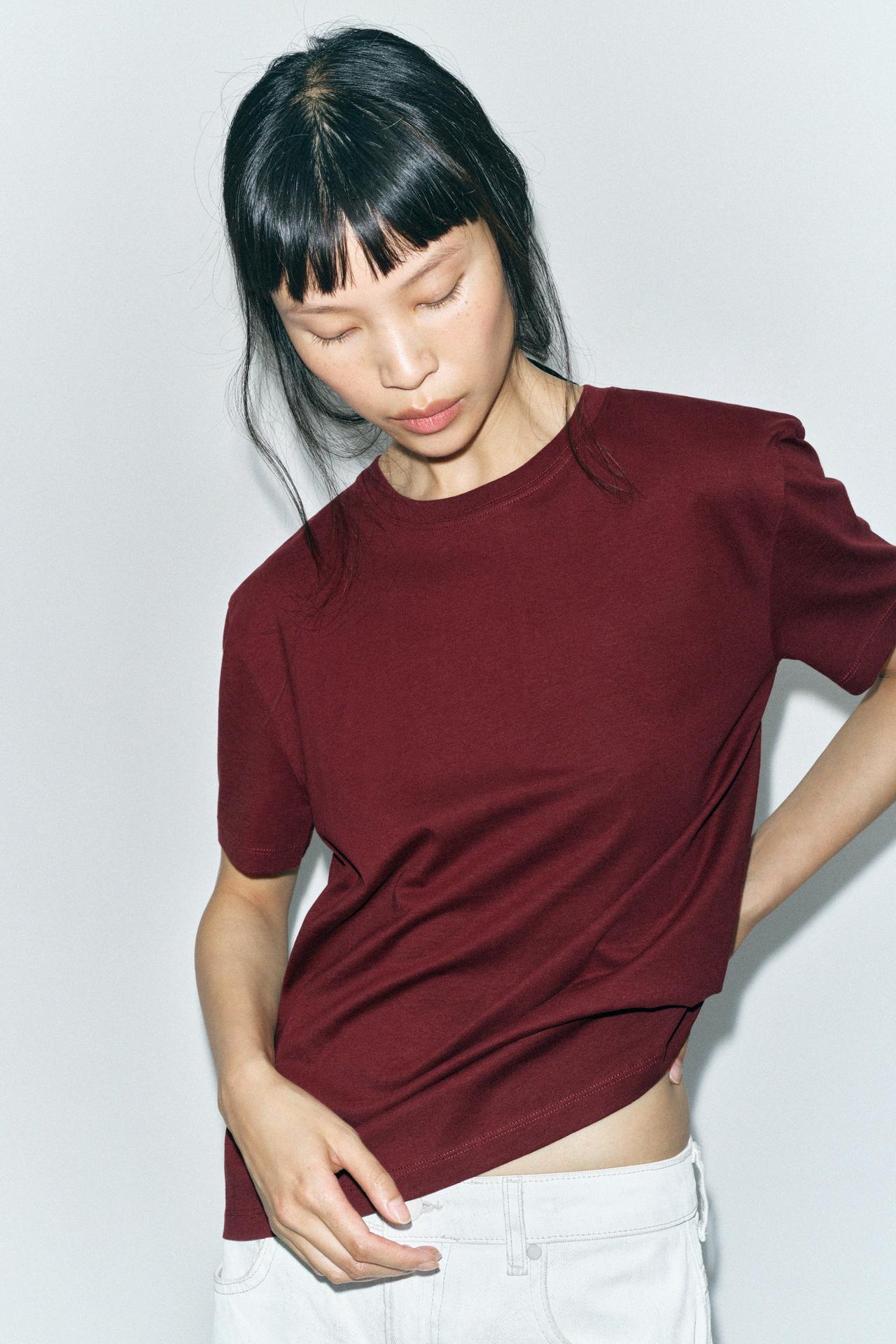 T-SHIRT BURGUNDER COTTON LINIE