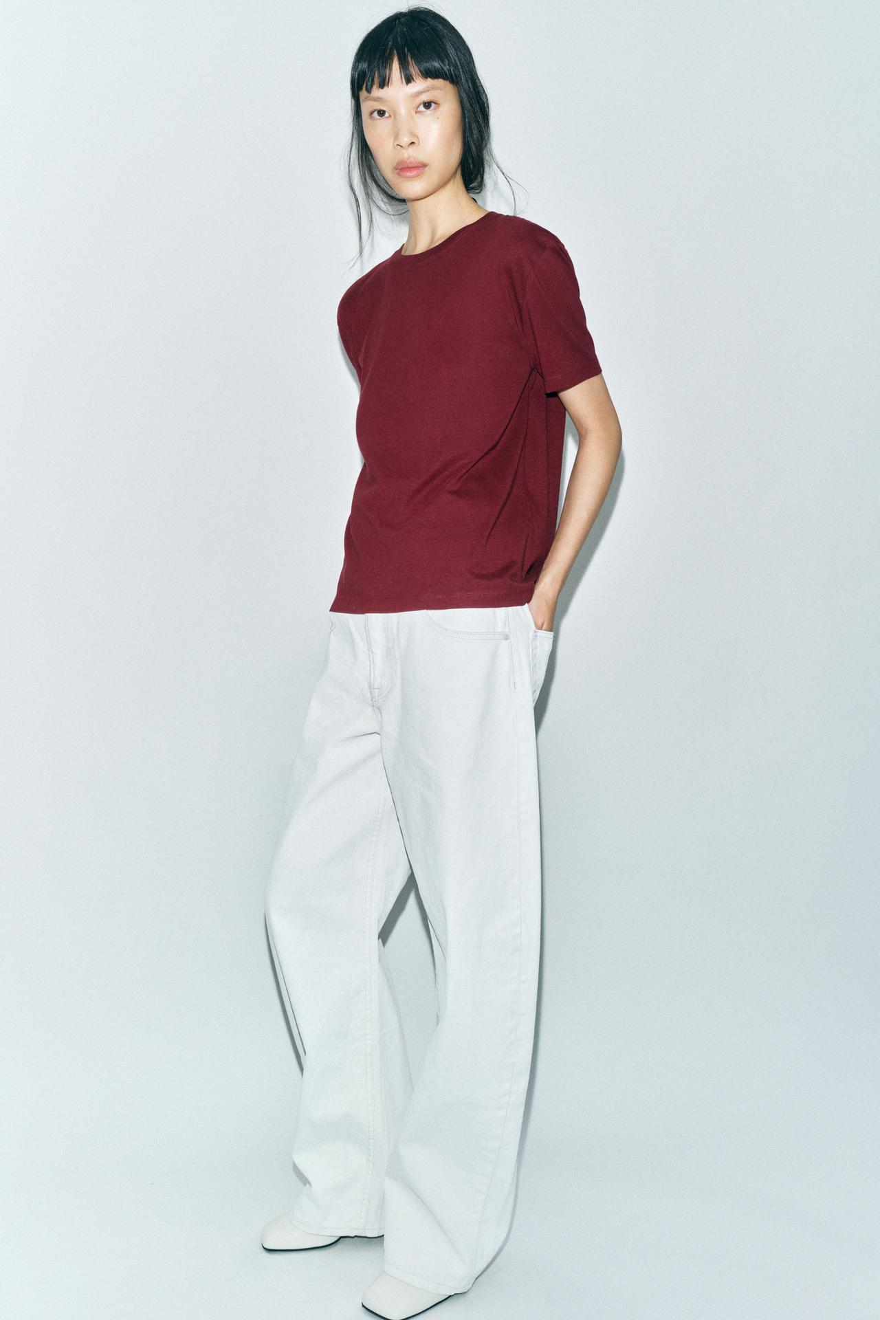 T-SHIRT BURGUNDER COTTON LINIE