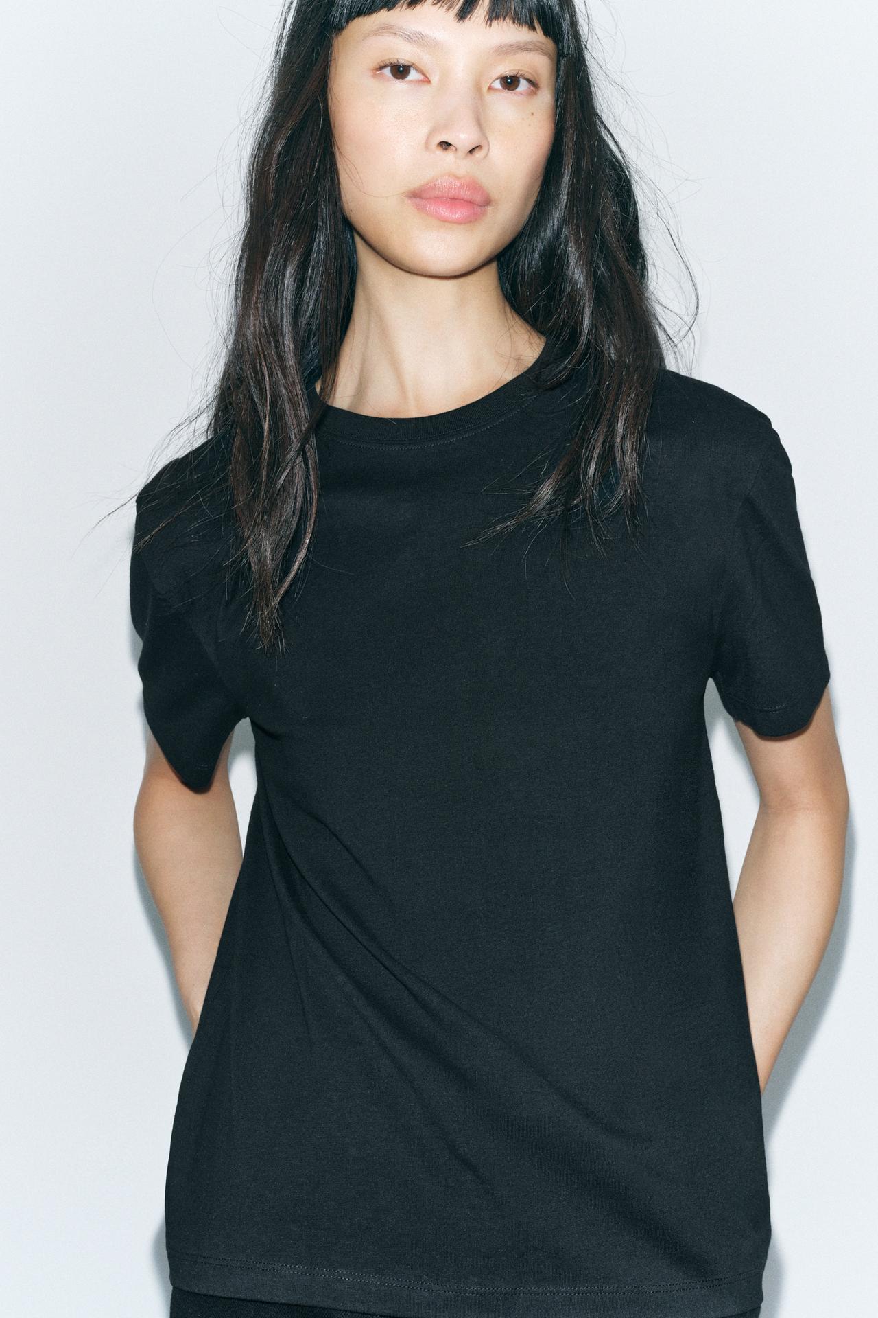 T-SHIRT SCHWARZ COTTON LINIE