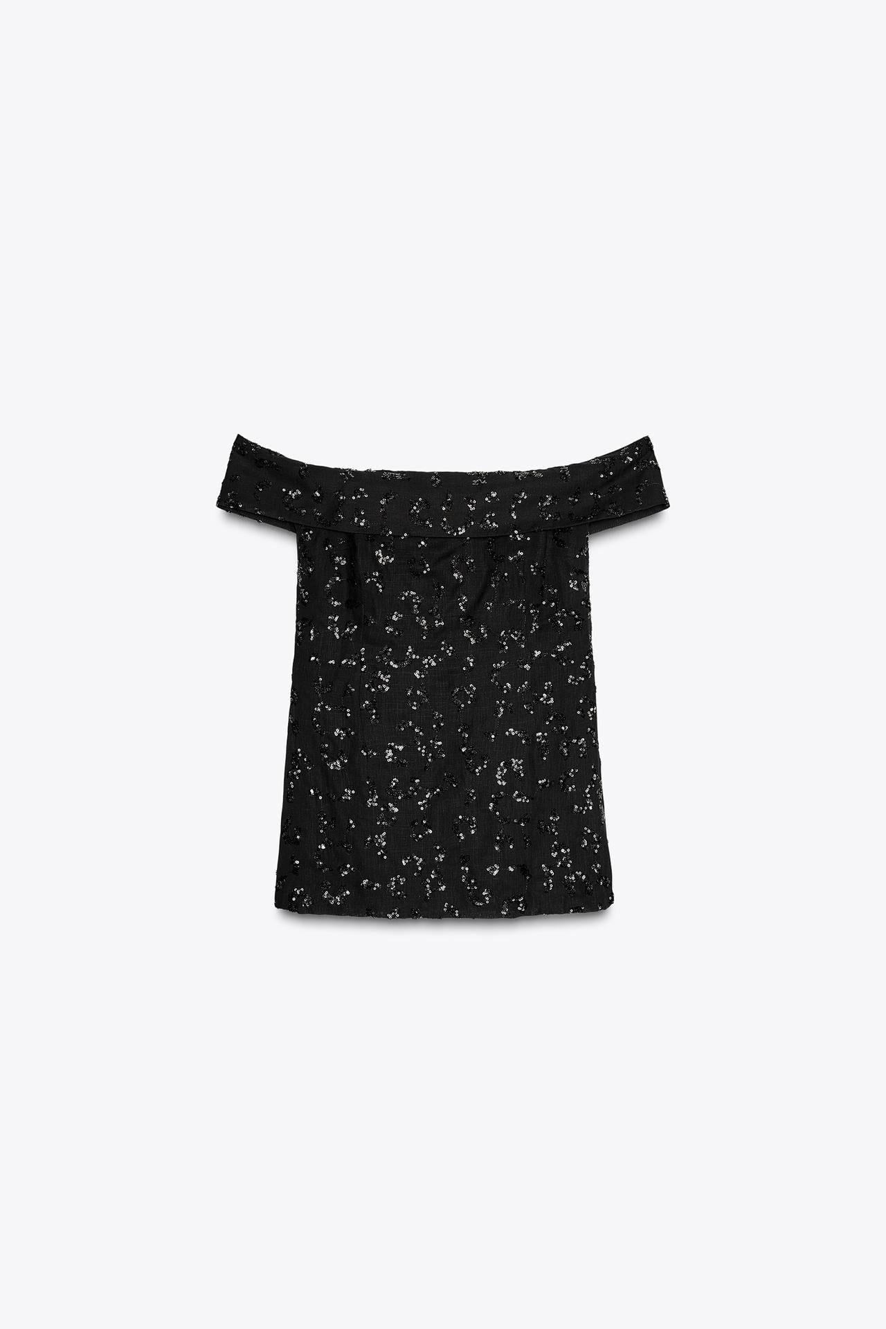 SIGNATURE PAILLETTEN-BUSTIER OFF-SHOULDER