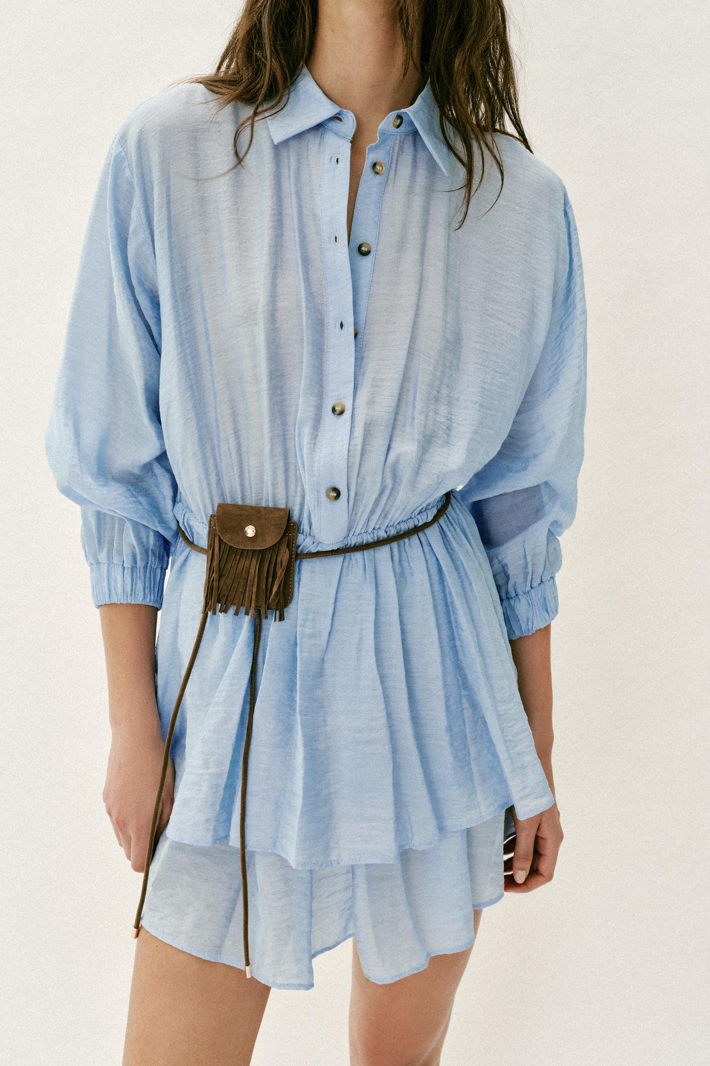 Robe courte avec ceinture et poche