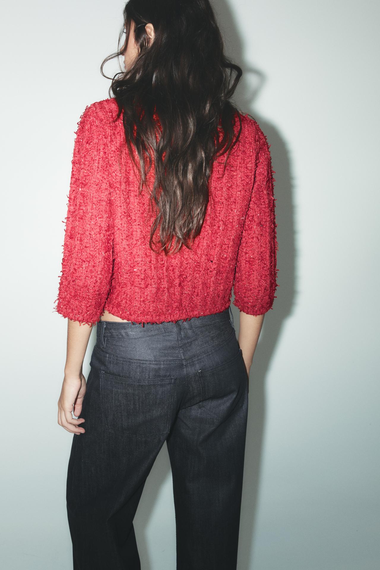STRICKJACKE MIT 34-ÄRMELN ROT