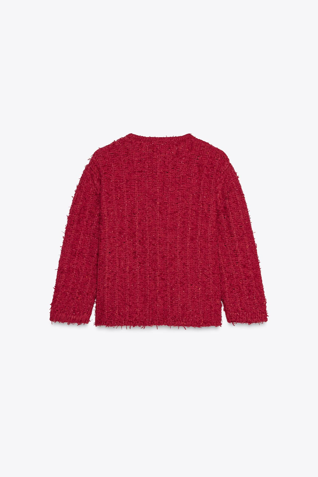 STRICKJACKE MIT 34-ÄRMELN ROT