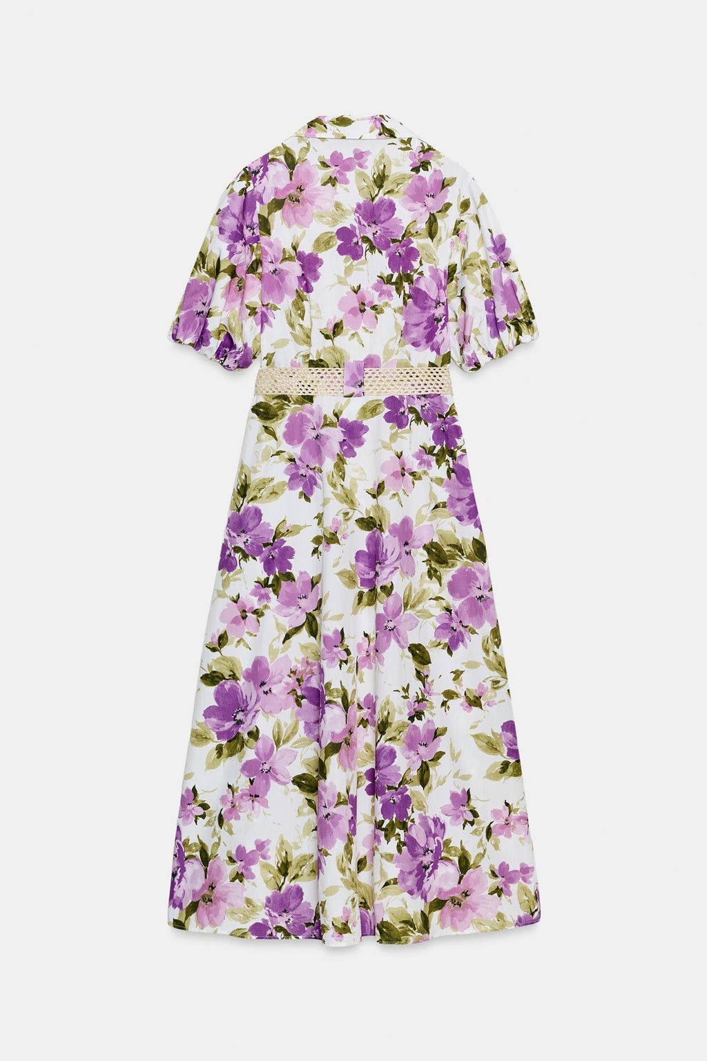 Robe mi-longue avec ceinture à imprimé fleuri