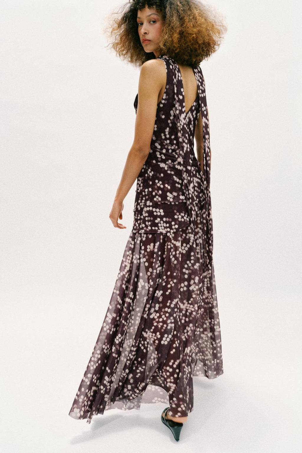 ROBE LONGUE EN TULLE À POIS