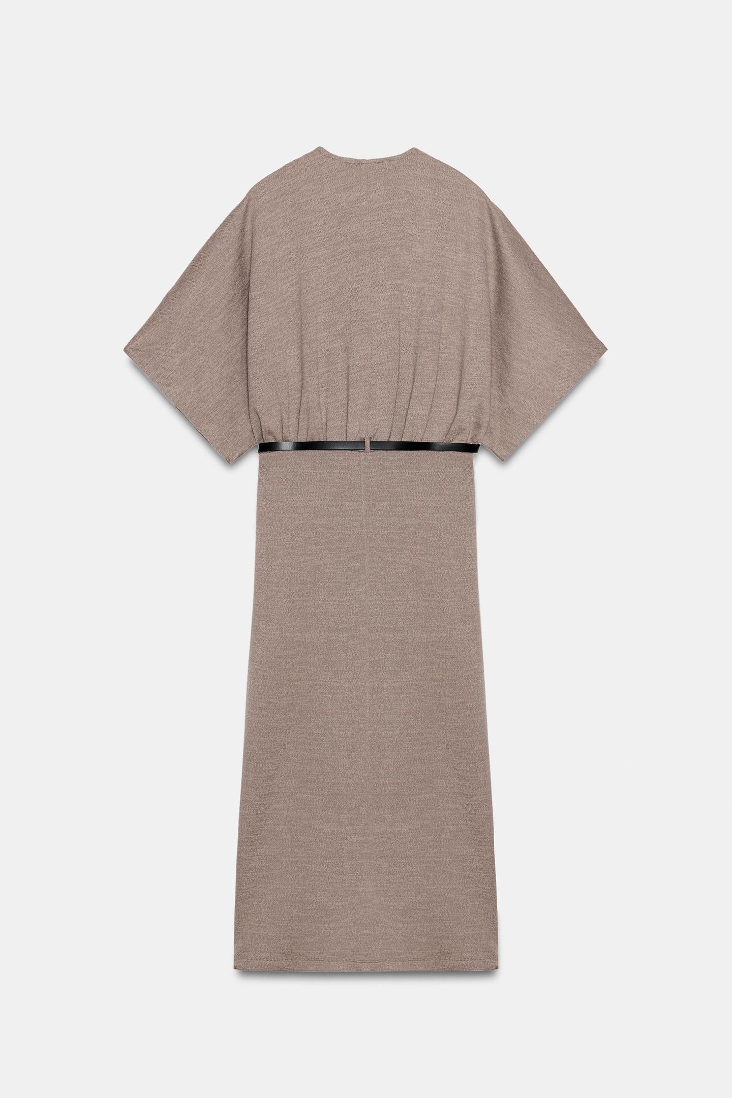 ROBE MI-LONGUE EN PIQUÉ AVEC CEINTURE