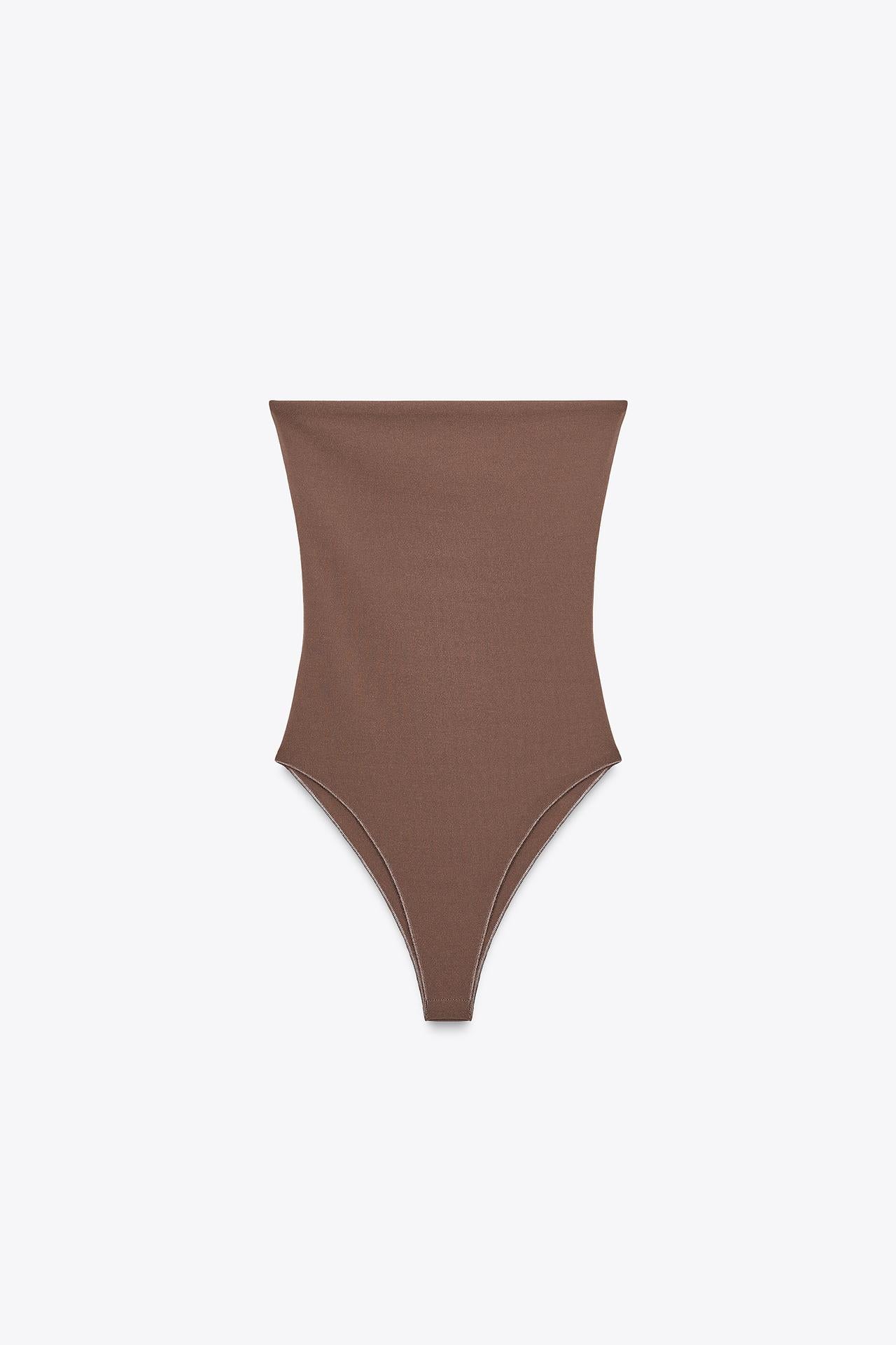 BANDEAU-BODY MIT CLEANER SILHOUETTE IN BRAUN