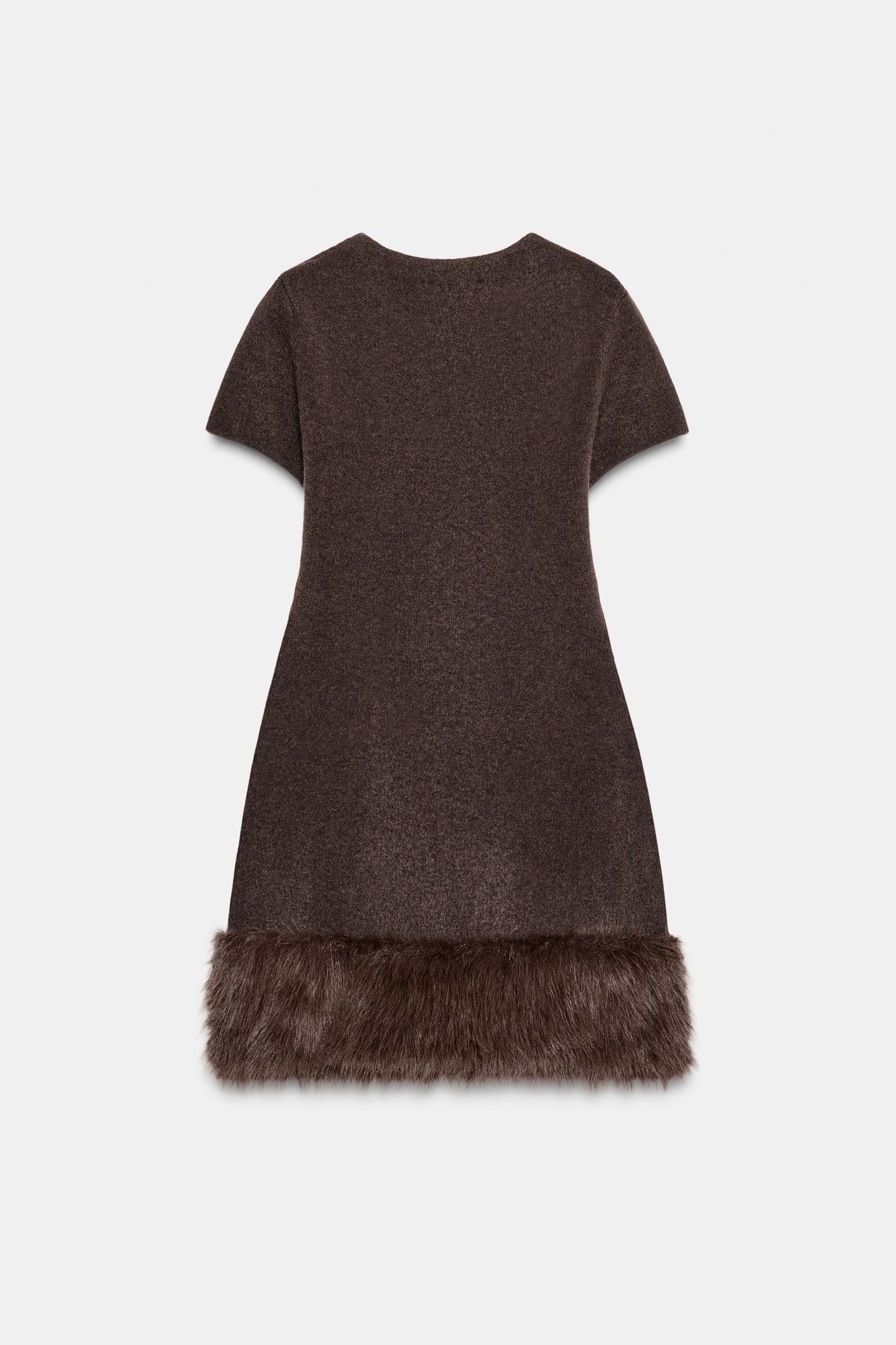 ROBE EN MAILLE BIMATIÈRE EFFET FOURRURE