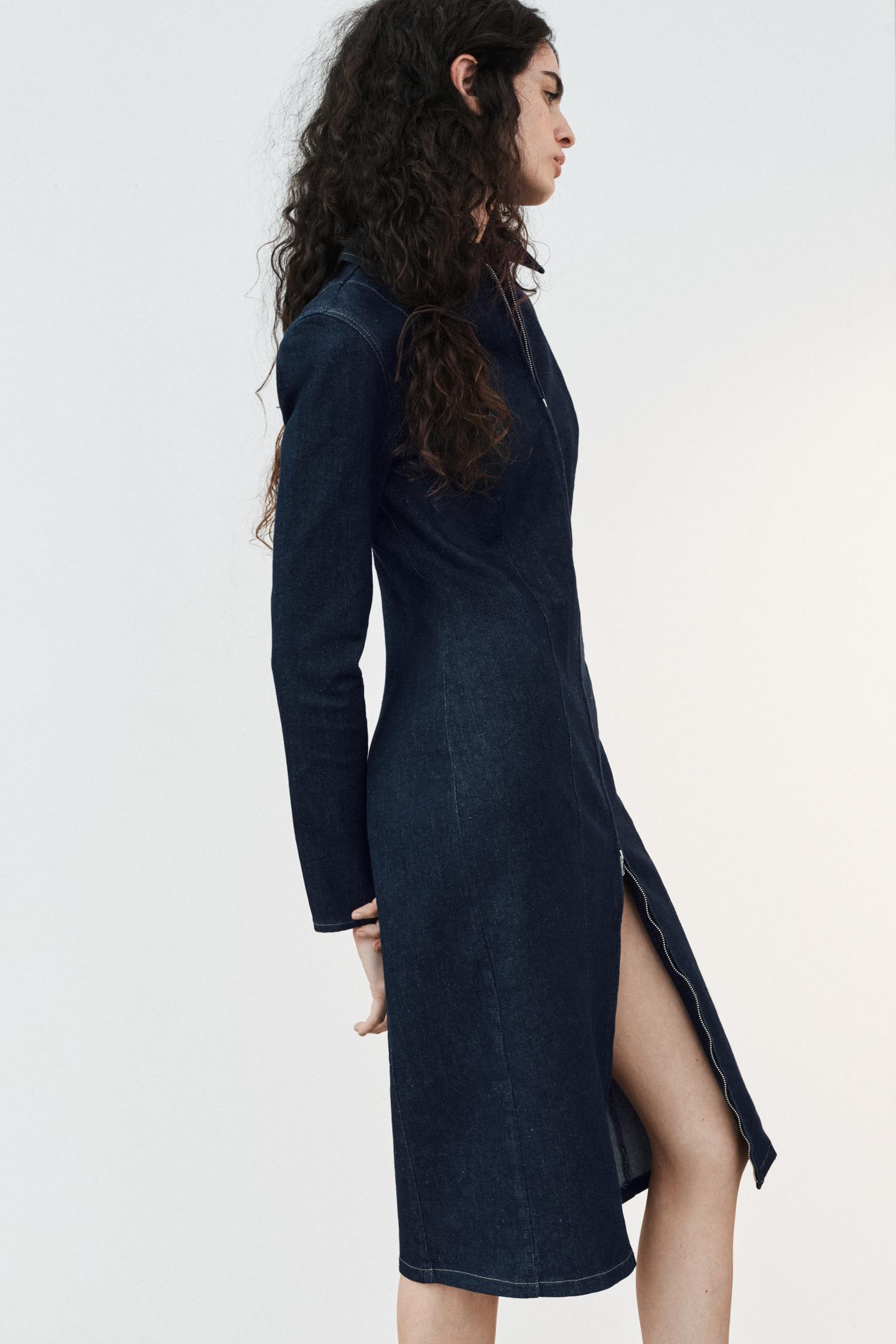 ROBE EN DENIM TRF À FERMETURE ÉCLAIR