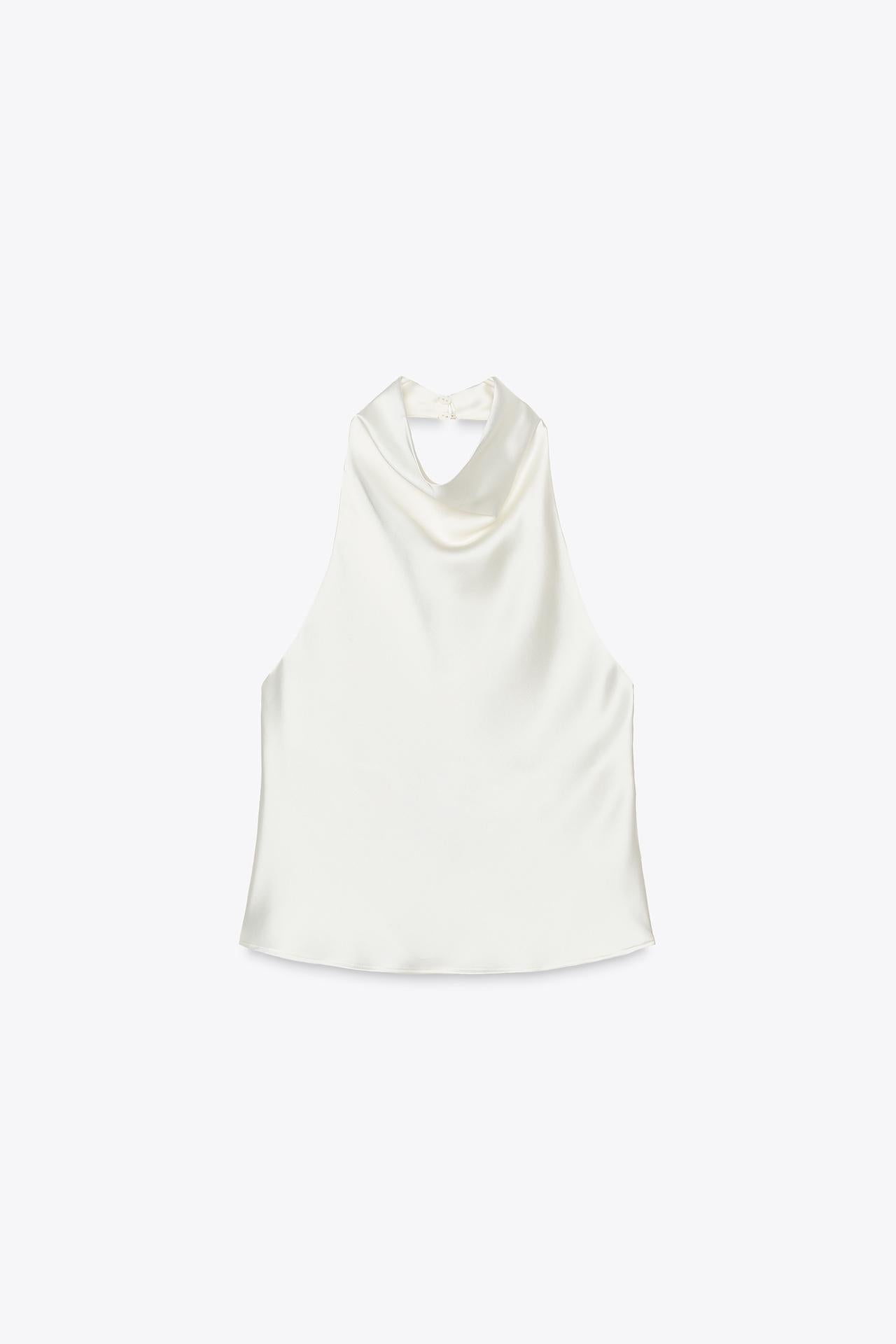 SATIN-HALTERTOP OFF-WHITE