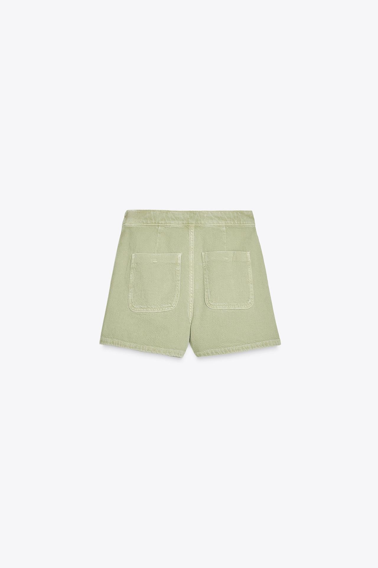 CROSSOVER-DENIM-SKORT KHAKI MIT KNOPFDETAILS