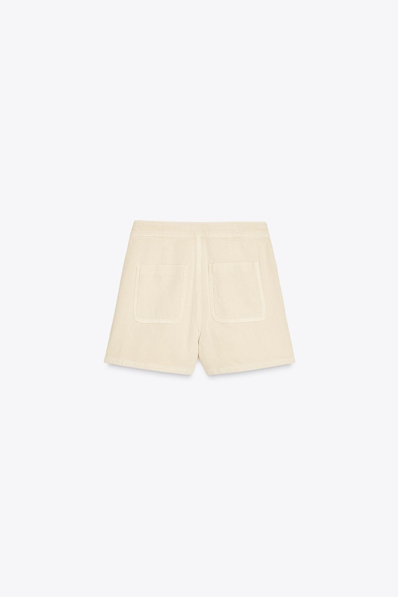 CROSSOVER-DENIM-SKORT SAND MIT KNOPFDETAILS