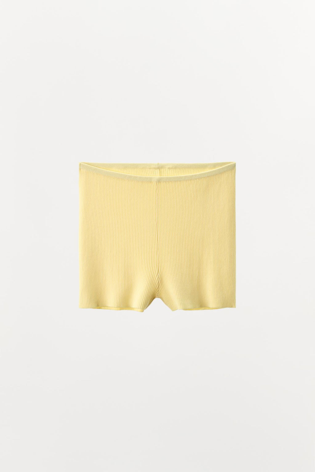 GERIPPTER STRICKSHORTS GELB MIT HOHER TAILLE