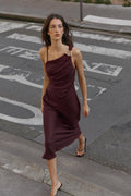 ROBE MI-LONGUE ASYMÉTRIQUE 100% LIN