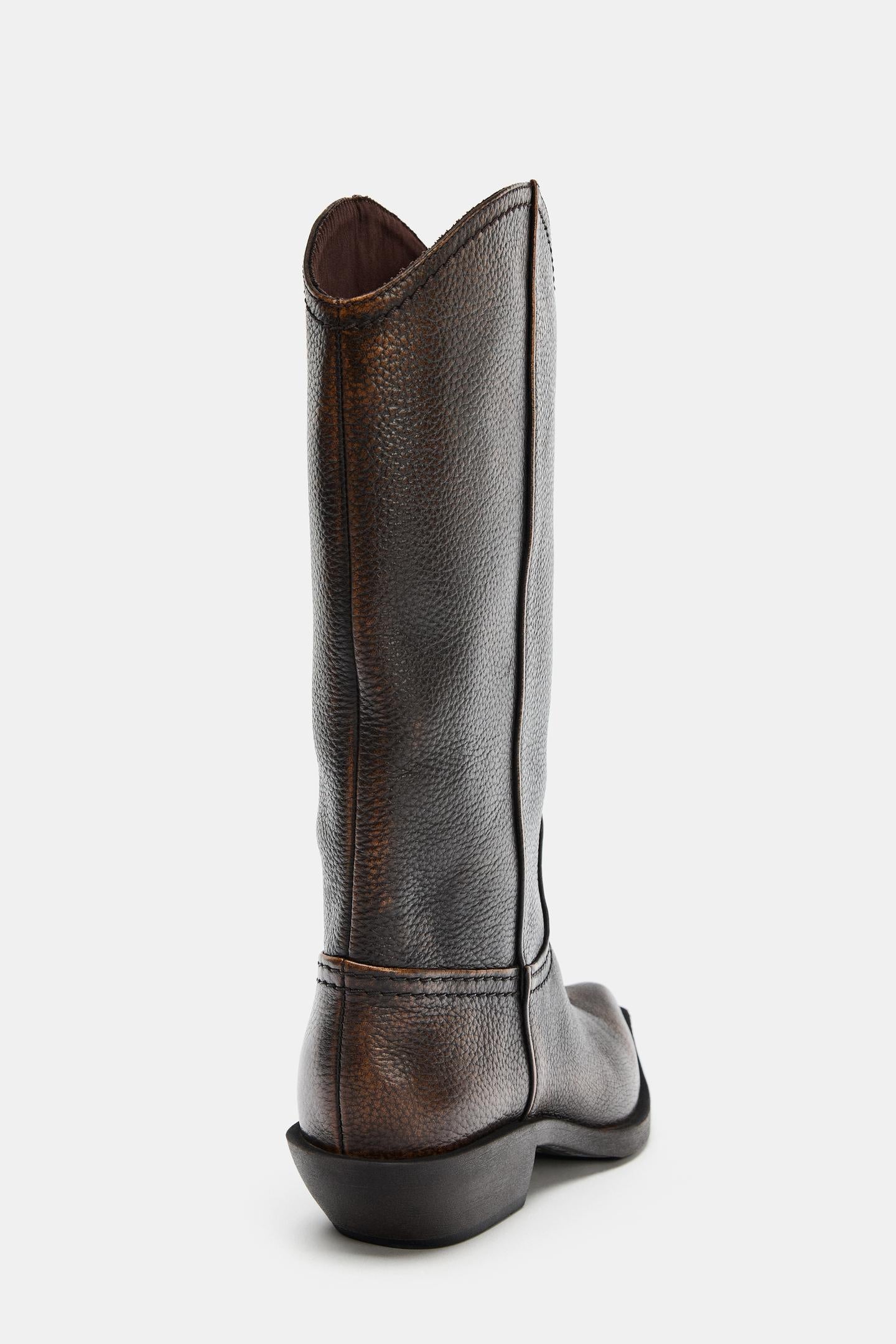BOTTES EN CUIR À EFFET USÉ