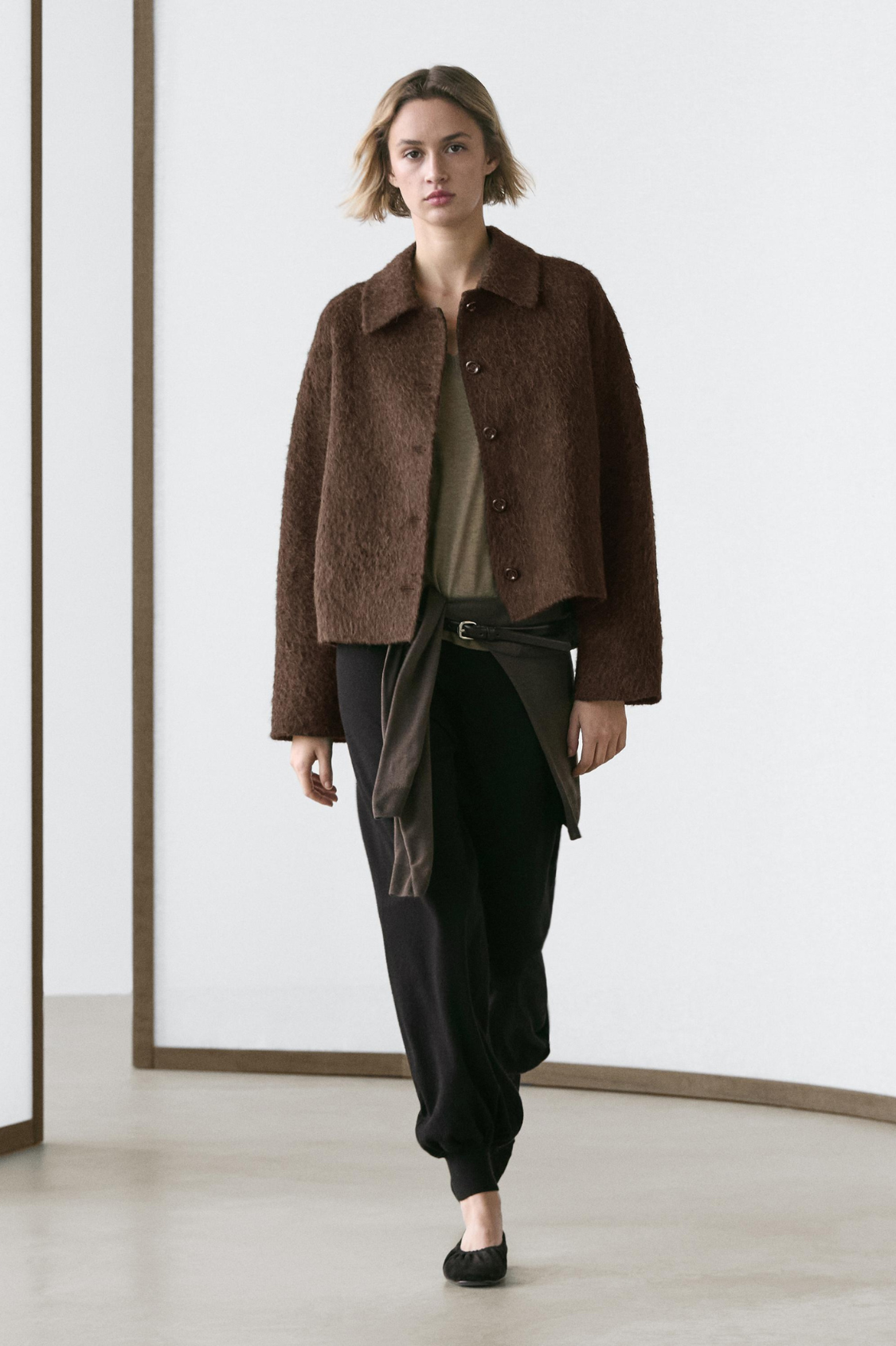 VESTE À COL CHEMISE EN LAINE ET EN ALPAGA