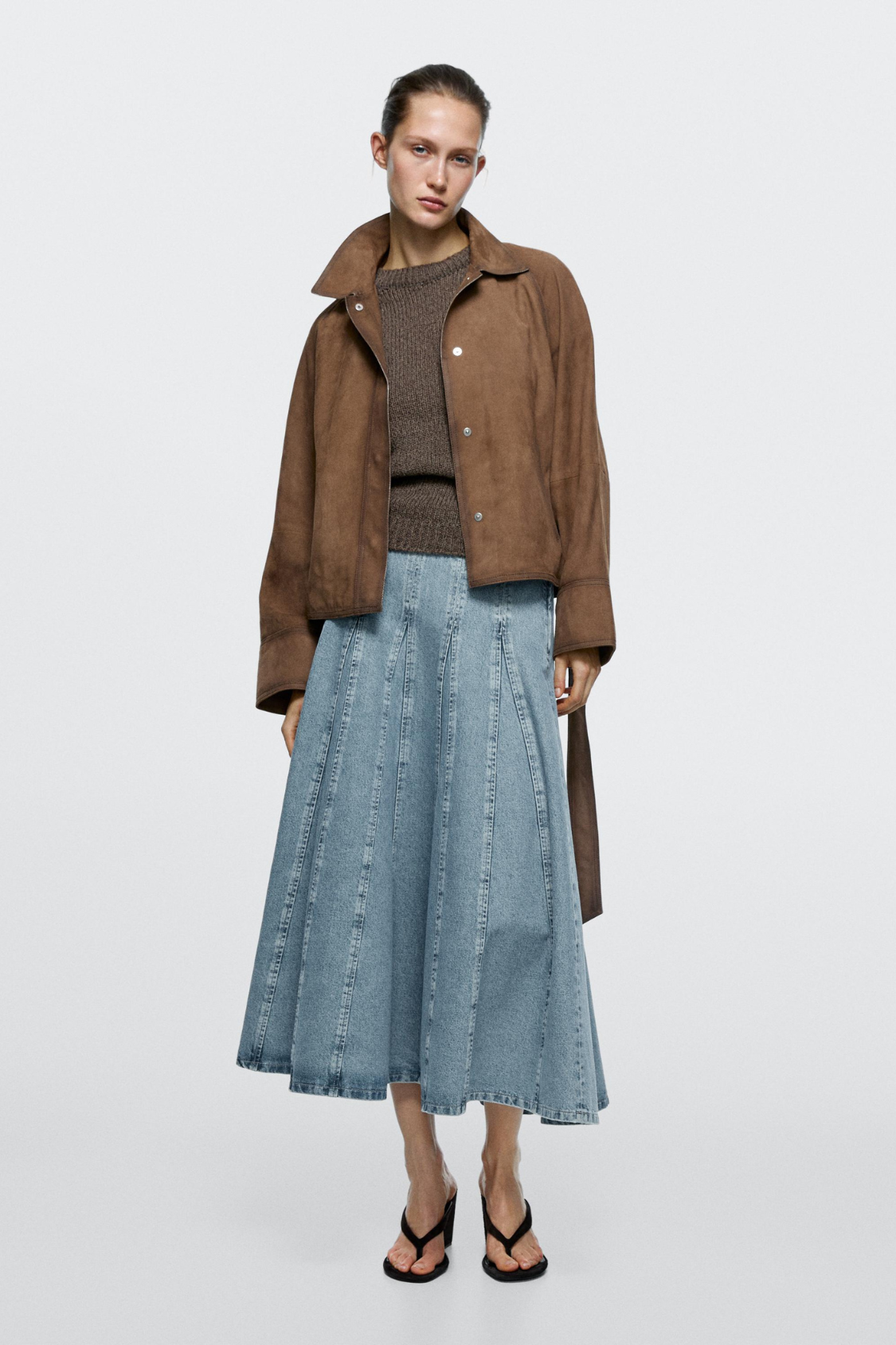 JUPE MIDI GODET EN JEAN