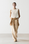 VESTE SANS MANCHES EN CROCHET À FLEURS EN COTON