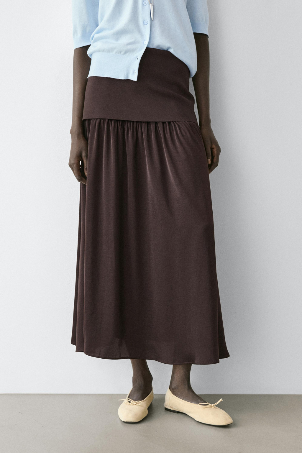 JUPE MIDI FLUIDE COMBINÉE