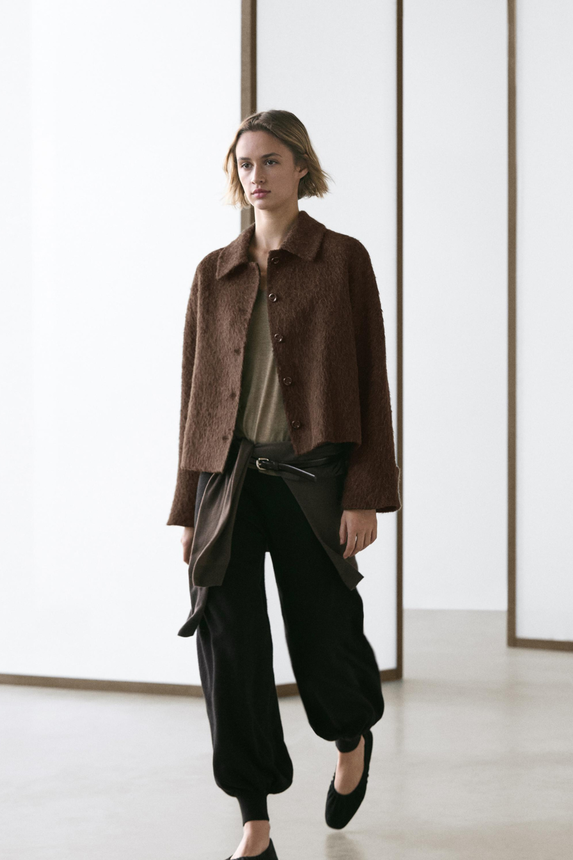 VESTE À COL CHEMISE EN LAINE ET EN ALPAGA