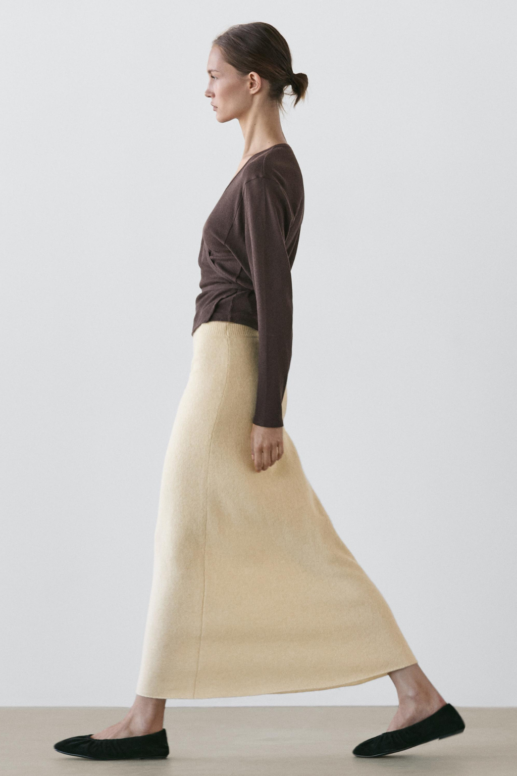 JUPE MIDI EN MAILLE DE LAINE ET D’ALPAGA