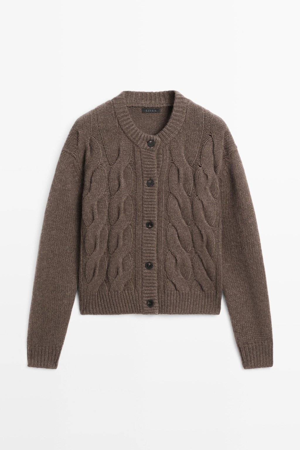 CARDIGAN EN MAILLE TRESSÉE DE LAINE MÉLANGÉE