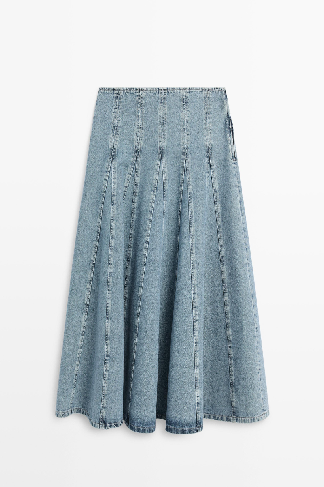JUPE MIDI GODET EN JEAN