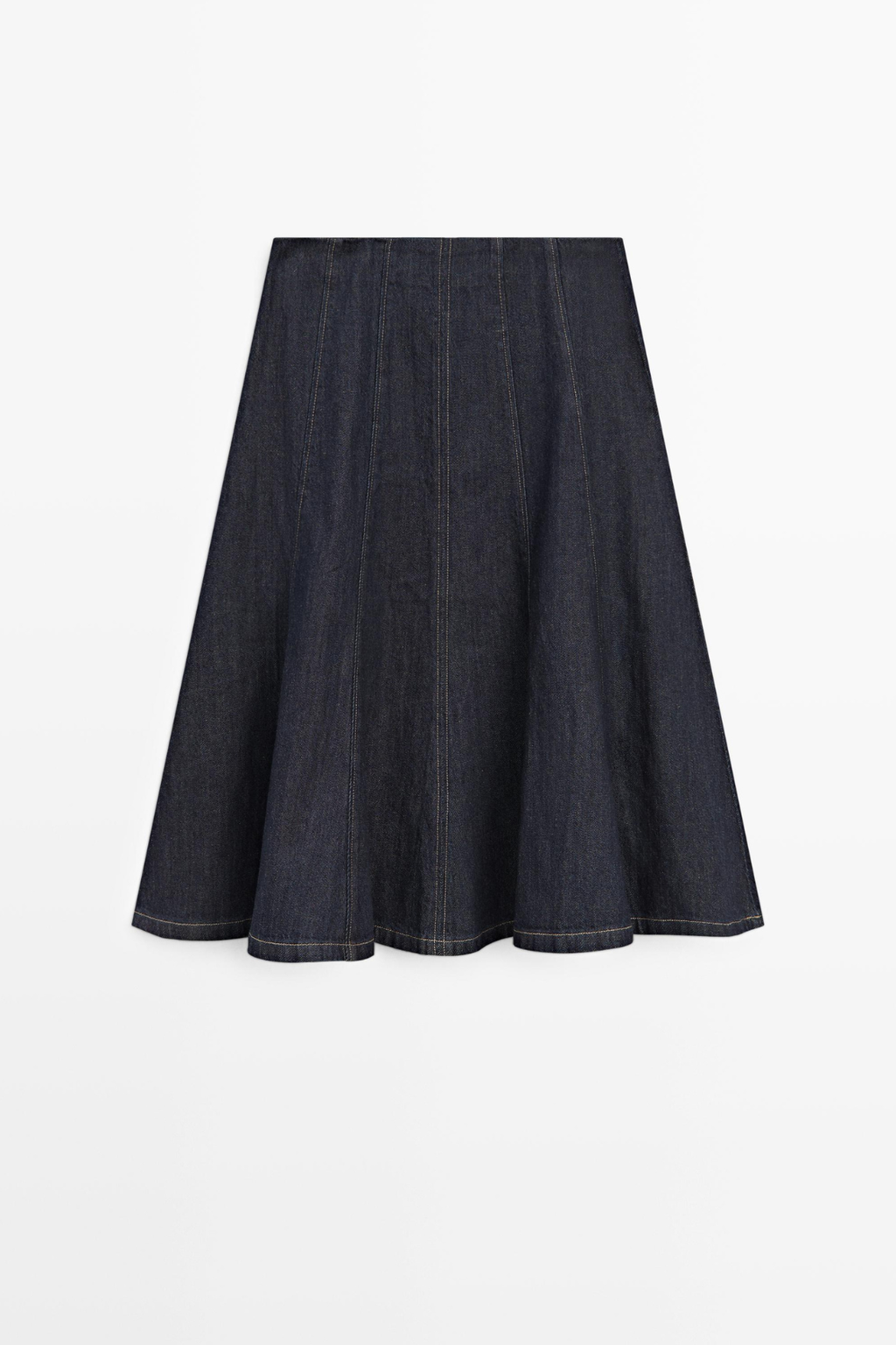 DENIM GODET MIDI SKIRT