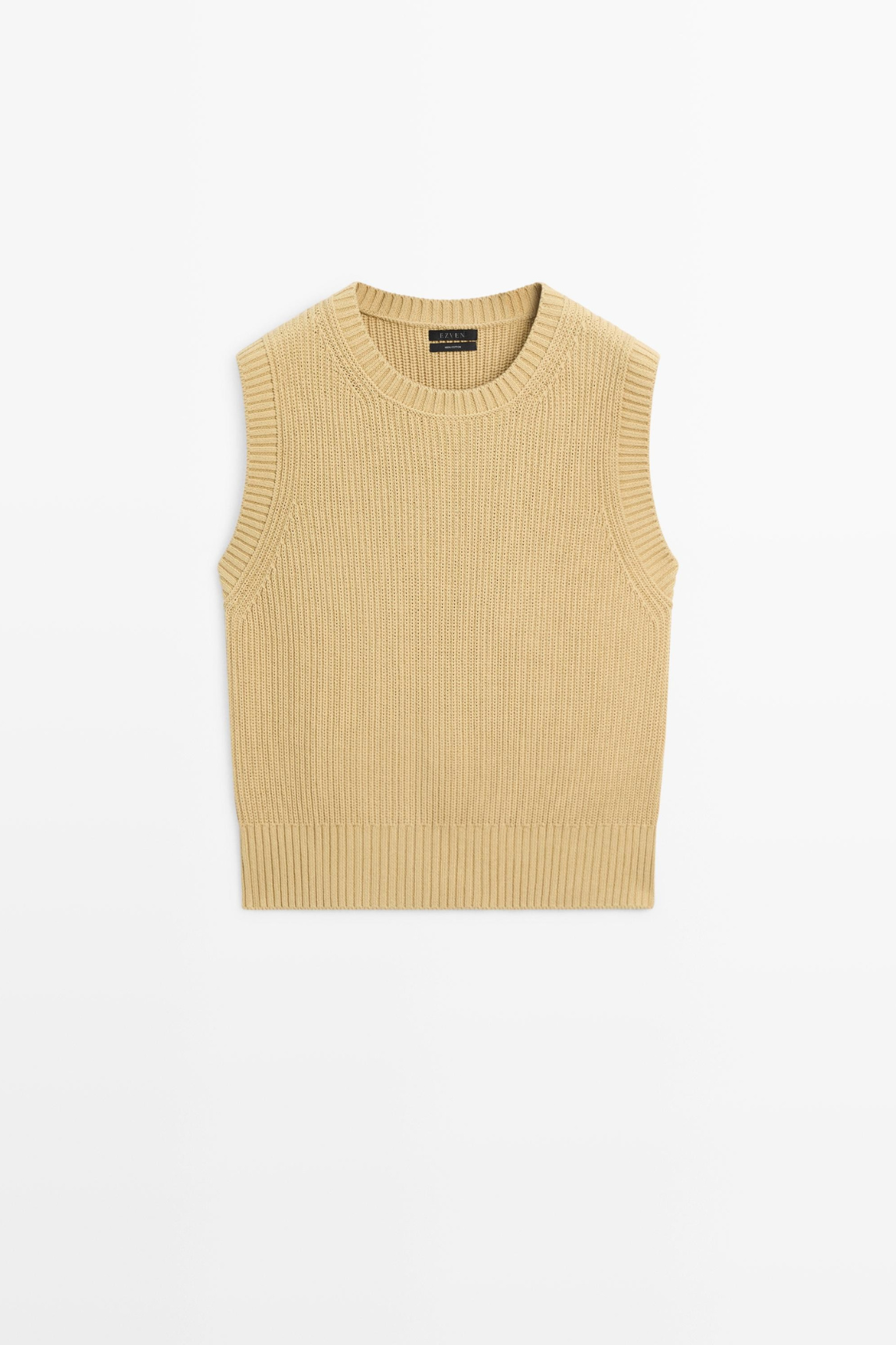 VESTE SANS MANCHES EN MAILLE DE COTON À COL ROND