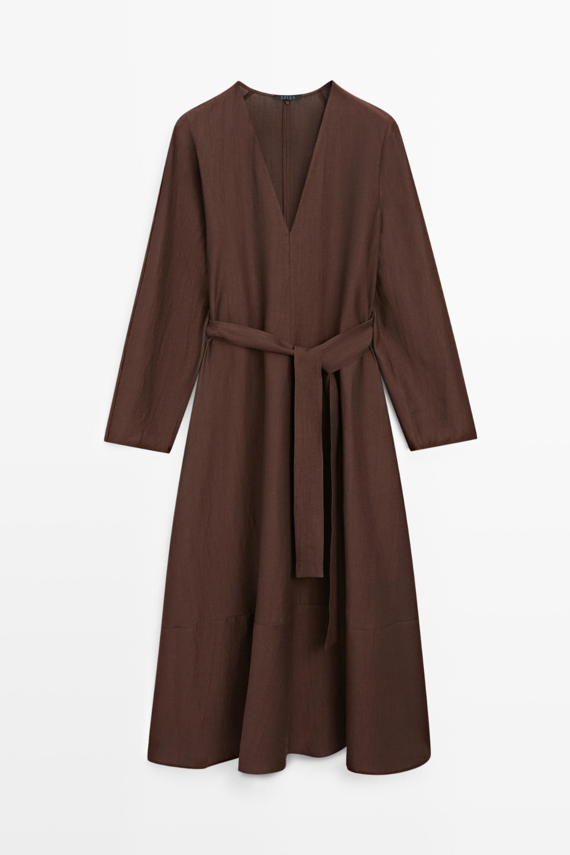 ROBE MIDI FLUIDE AVEC CEINTURE EN LIN