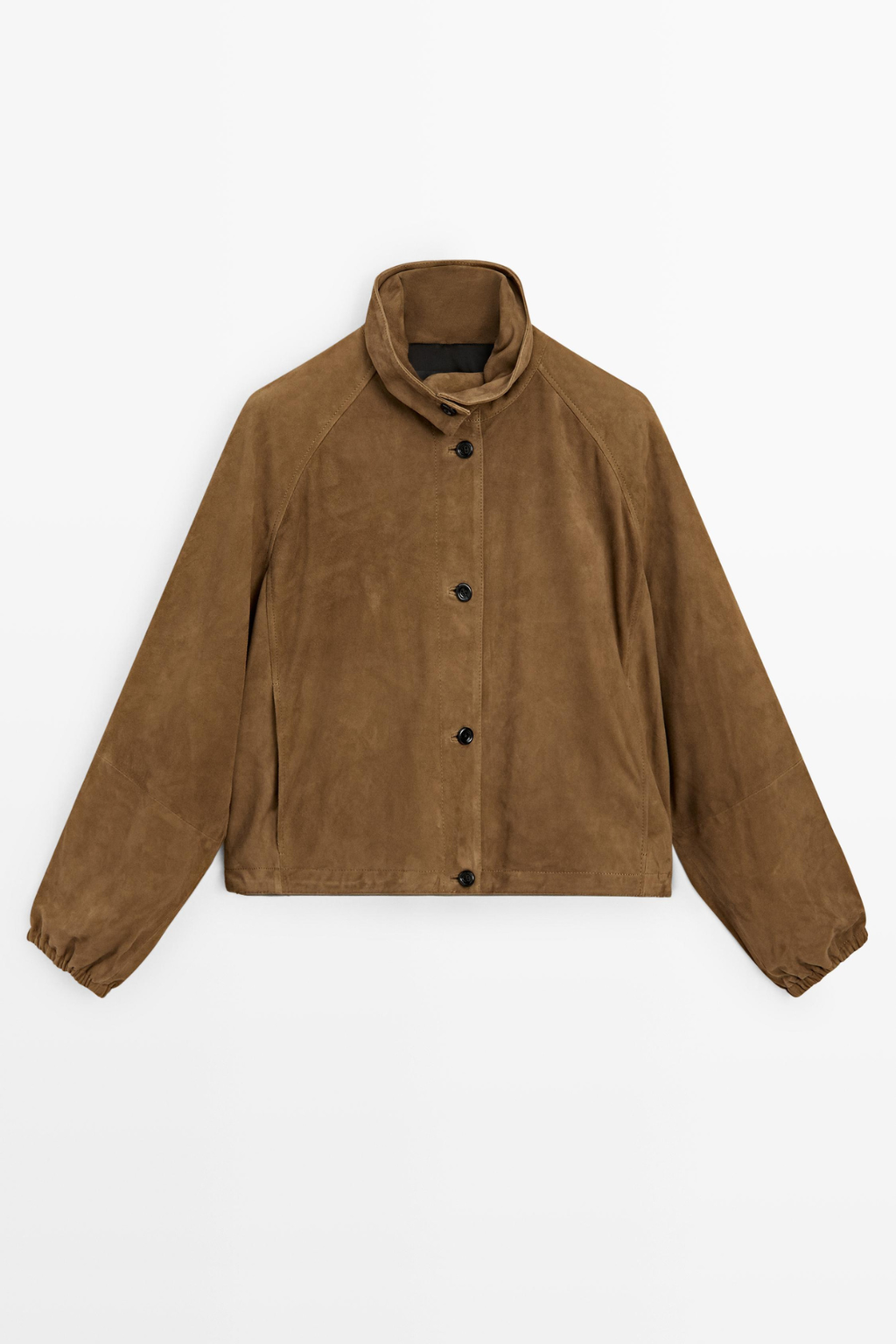 VESTE BOMBER COURTE EN CUIR EFFET DAIM