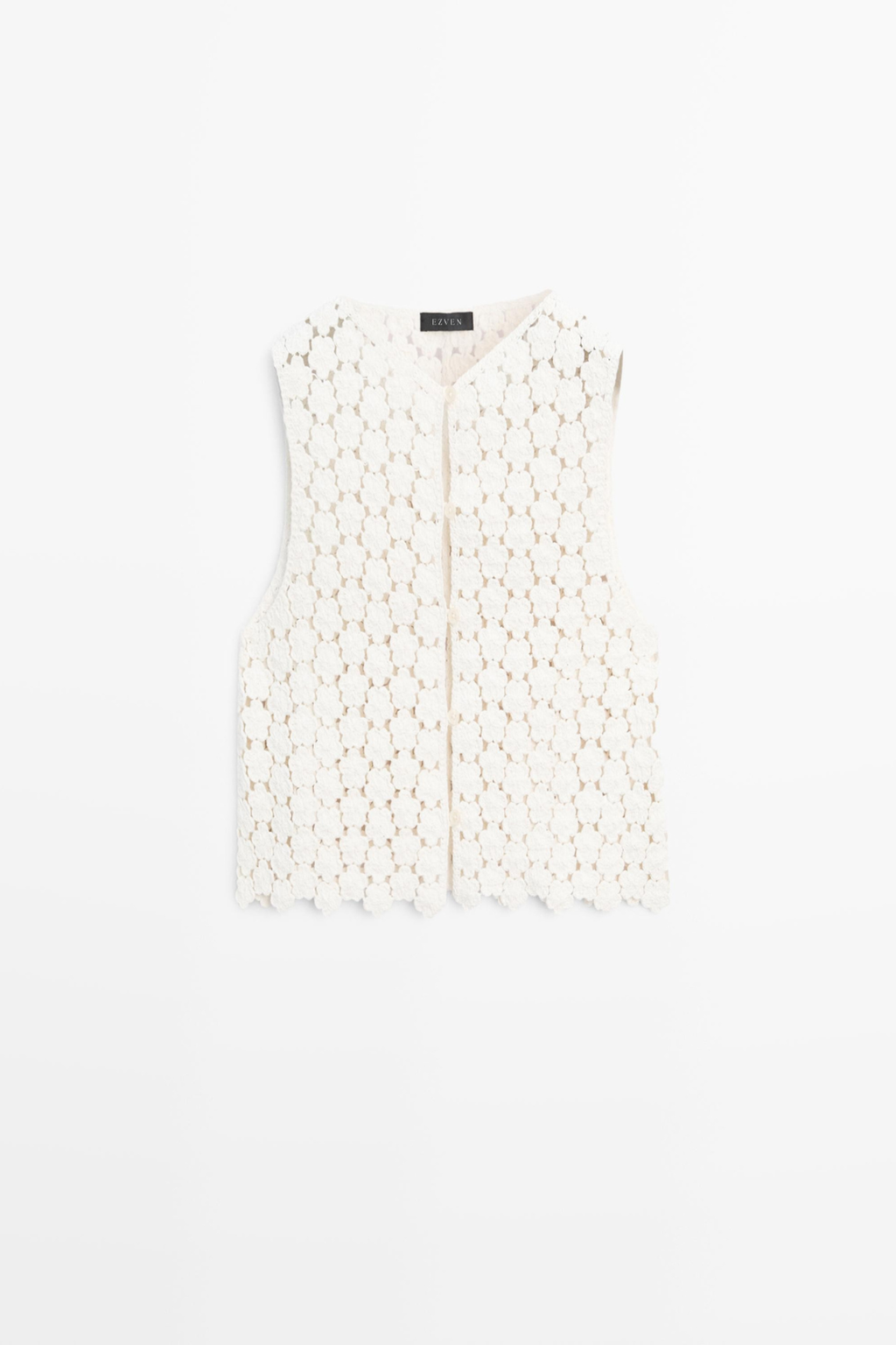 VESTE SANS MANCHES EN CROCHET À FLEURS EN COTON