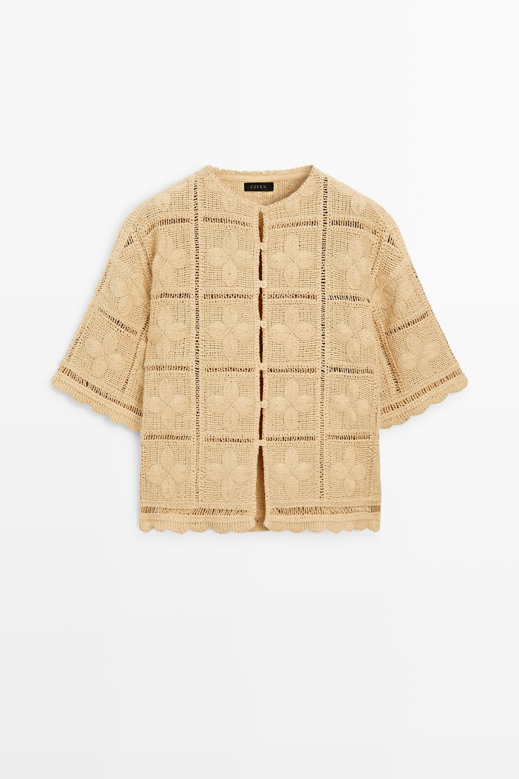 VESTE EN MAILLE AJOURÉE ET CROCHET